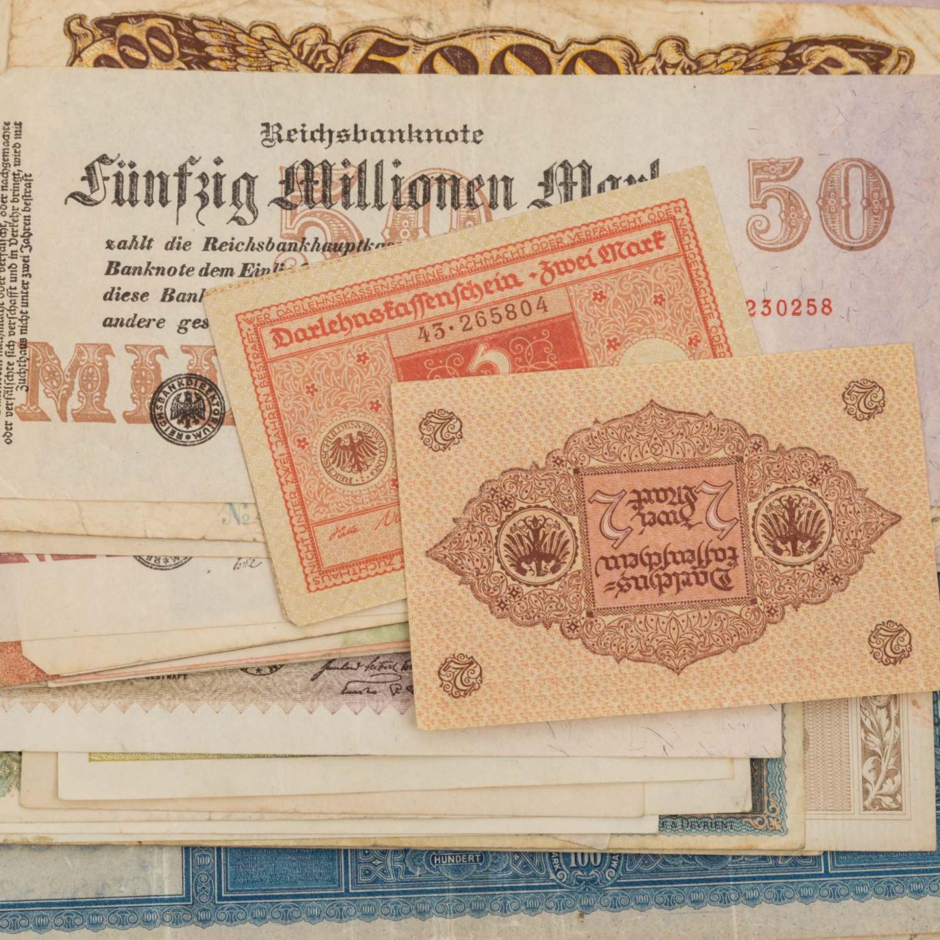 Historische Banknoten Deutschland und Russland, 1. Hälfte 20.Jh. -dabei u.a. Dt. Kaiserreich, - Bild 2 aus 7