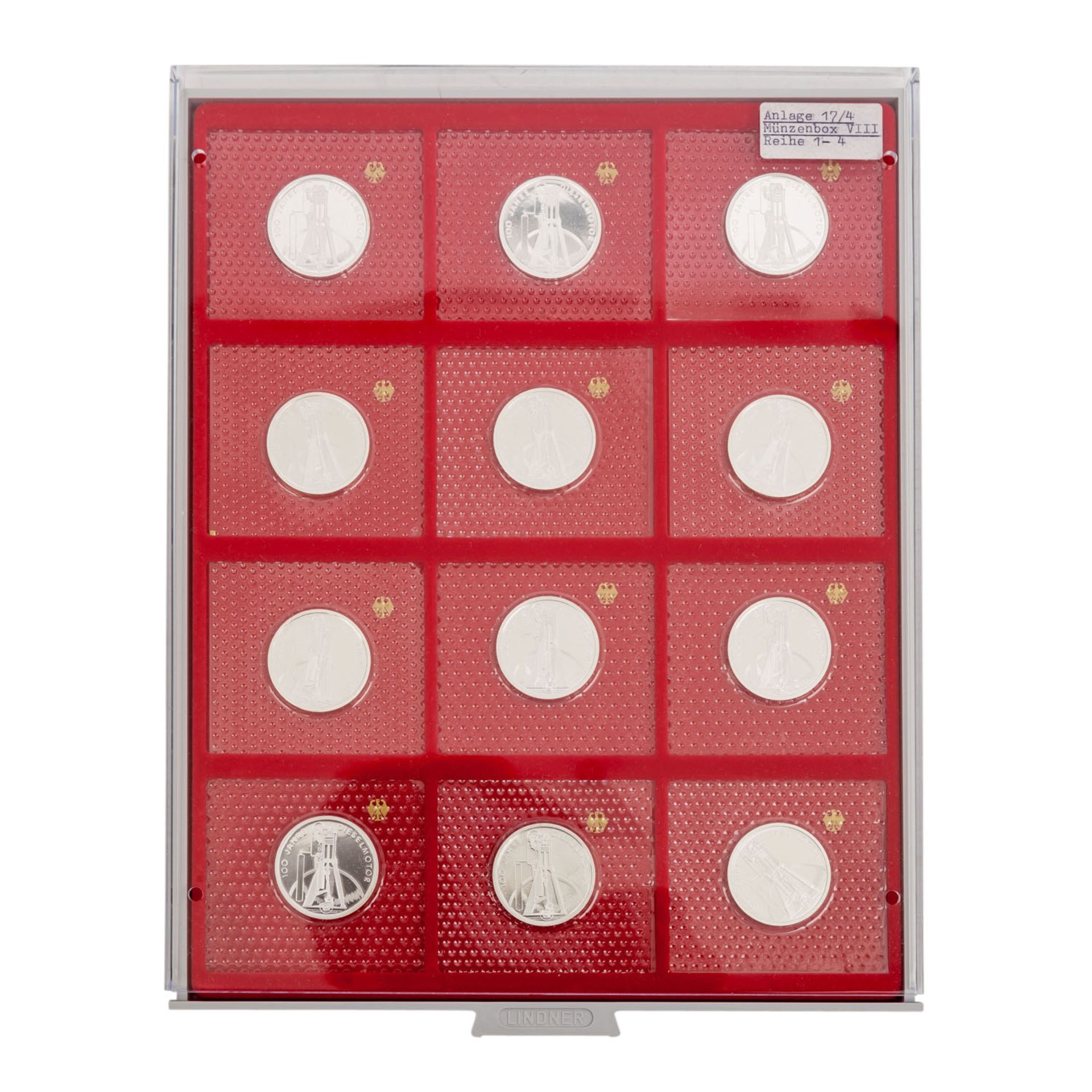 BRD - 189 x 10 DM auf 9 LINDNERTableaus, als Zubehör enthalten zusätzlich 2 Doppel-Münzenboxen- - Bild 8 aus 9