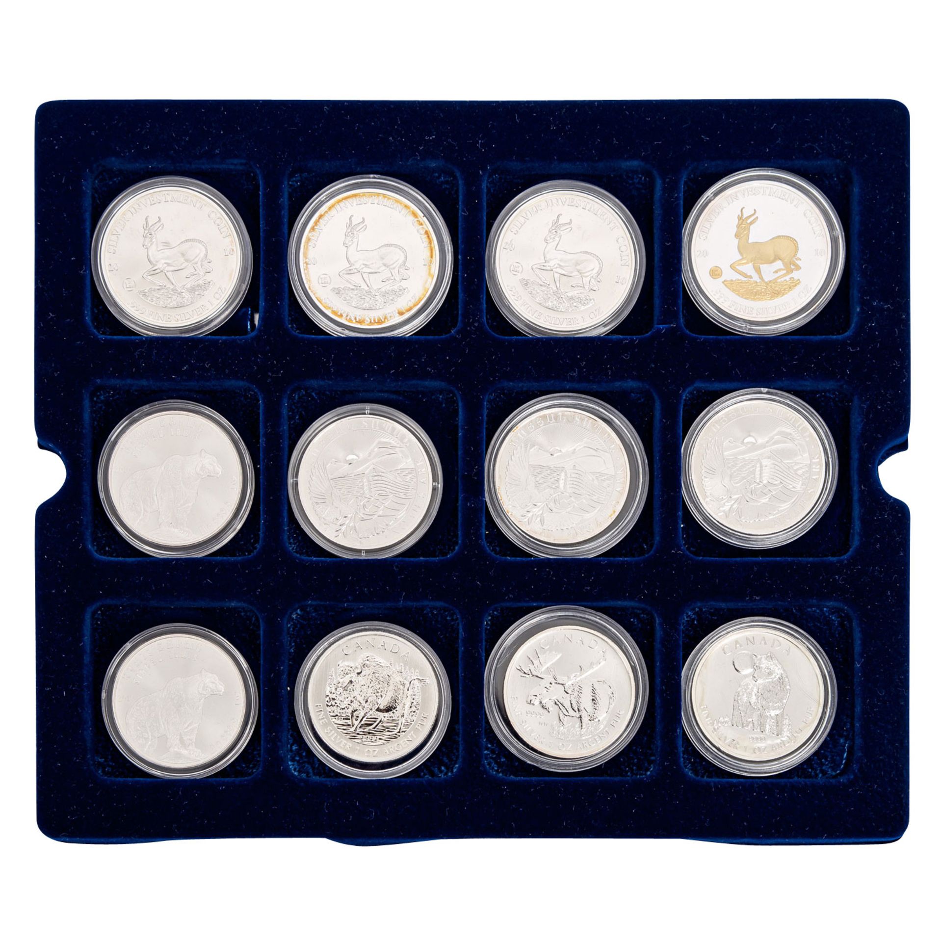 SILBERUNZEN - Holzbox mit 34 Münzen,davon 32 Unzen, 1 weitere Unze als Medaille sowie 1/2 Unze - Bild 2 aus 4