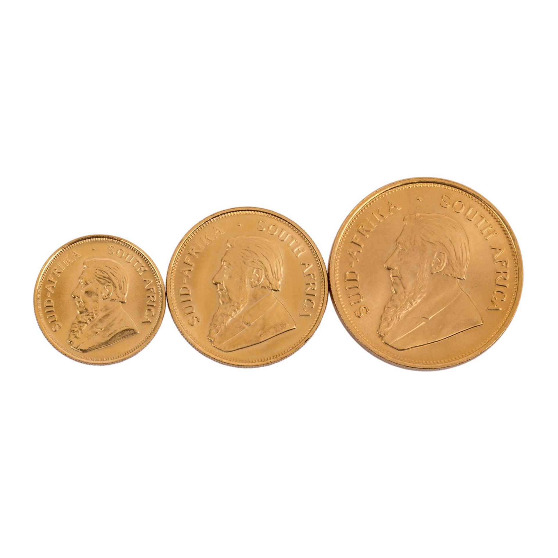 Südafrika/GOLD - 1 oz., 1/2 oz. und 1/4 oz. Krügerrand.Erhaltungen ss-vzSouthafrica/GOLD - 1 oz.,