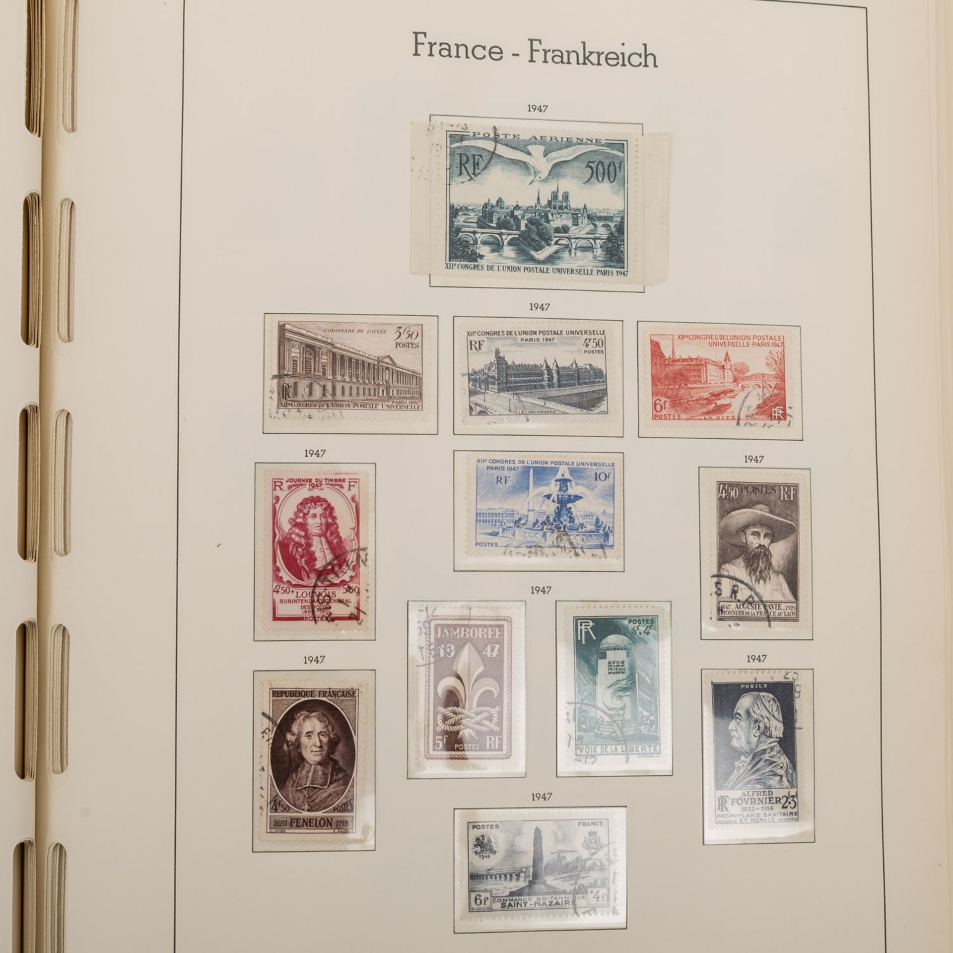 Frankreich - Sammlung in 4 Albenund auf einigen Blättern. Dabei ab Jahrgang 1945 bis 1960, wohl - Bild 11 aus 11