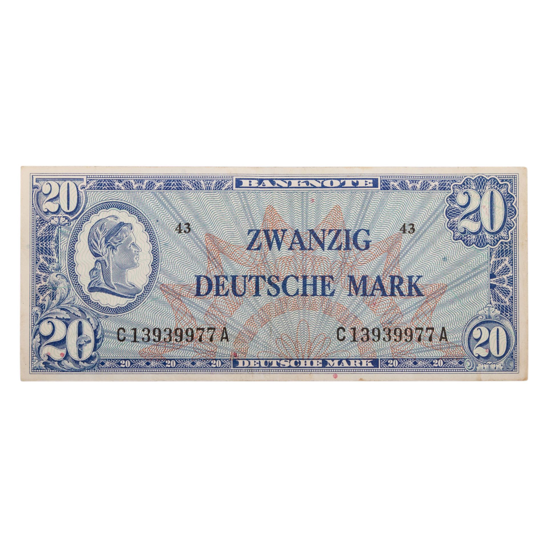Deutschland, Alliierte Besatzung - Banknote 20 Deutsche Mark o.D.,Ros. 246a. Grabowski WBZ-9.