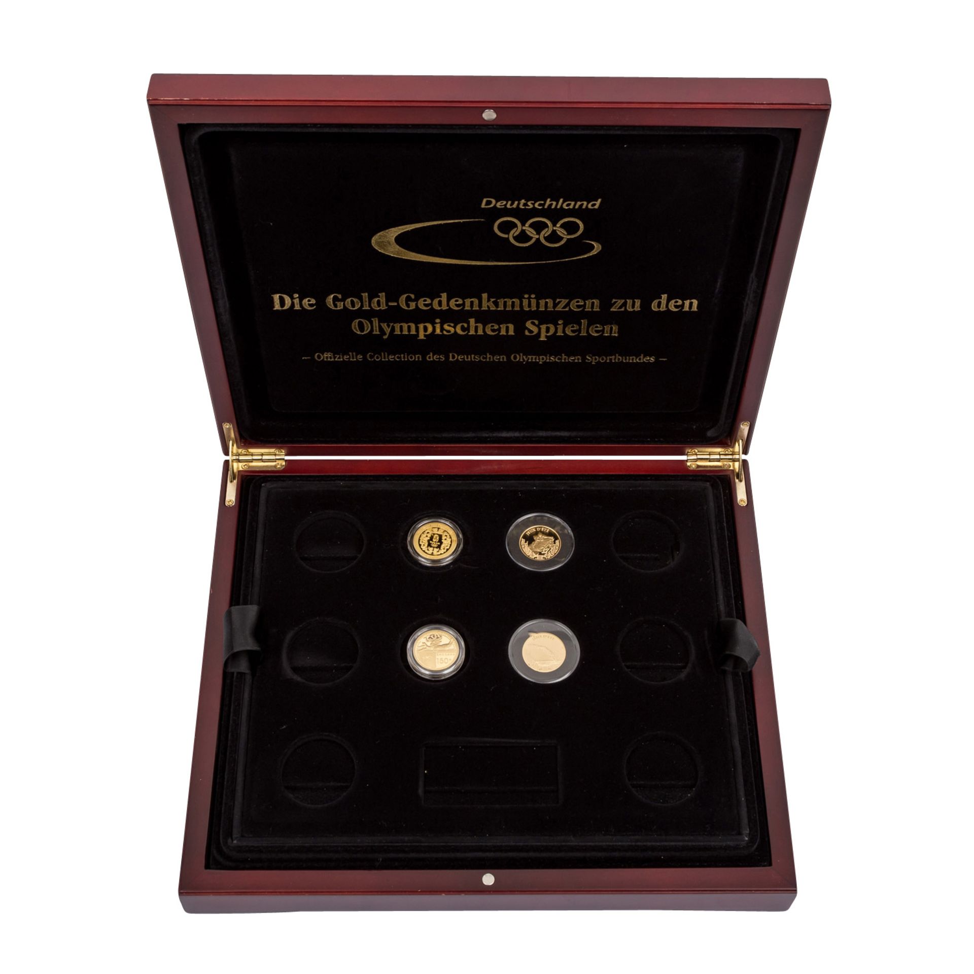 GOLD Gedenkmünzen Olympia China/Frankreich -2 x 150 Yuan 2008 Motiv Antike Schwimmer, je ca. 10,37 g