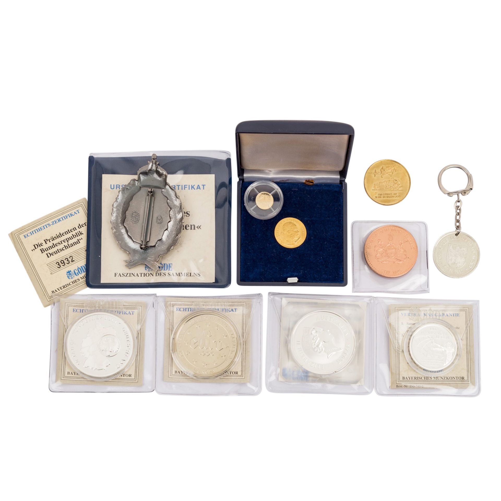 Gemischtes Lot mit etwas GOLD und SILBER,an Gold 1 Dukat 1915 NP 3,44 g fein sowie Medaille 0,29 g - Bild 3 aus 3