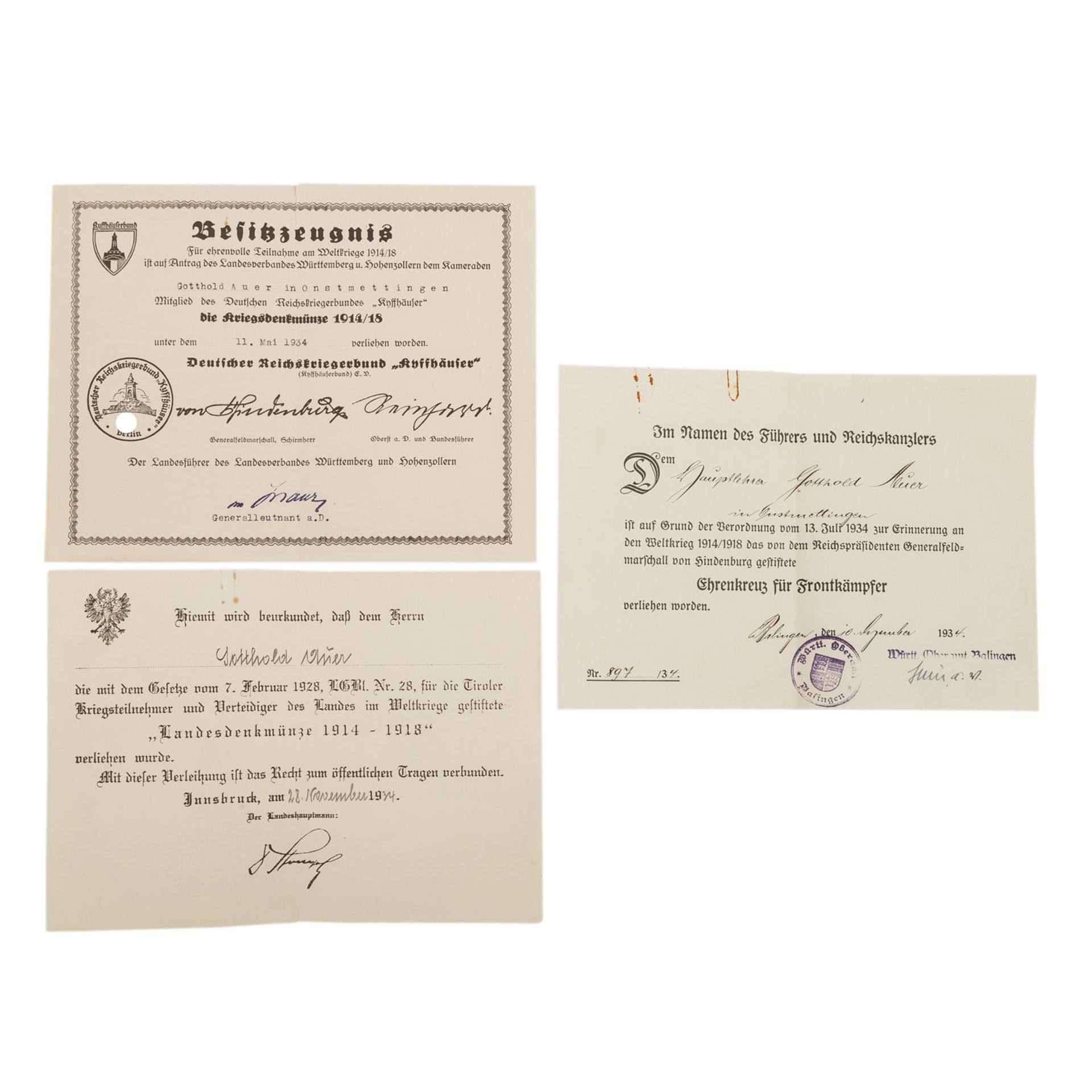 WK I und Deutsches Reich 1933-1945 - Nachlass einesSA und NSDAP Mitglieds, des Hauptlehrers Gotthold - Bild 4 aus 7