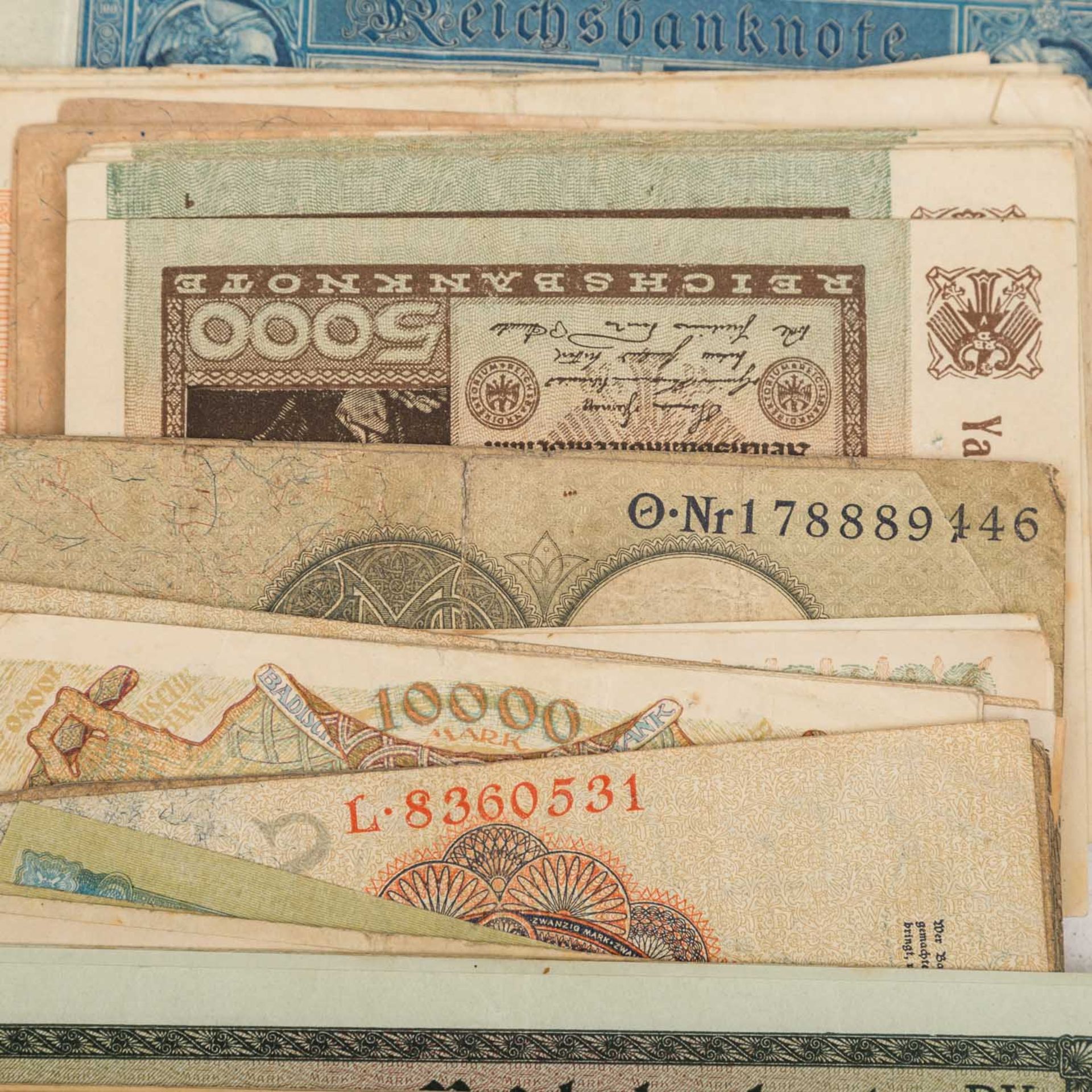 Zahlreiche Banknoten, vorwiegend Deutschland 1.H. 20.Jh. -Dt. Kaiserreich, Weimarer Republik, - Bild 5 aus 5