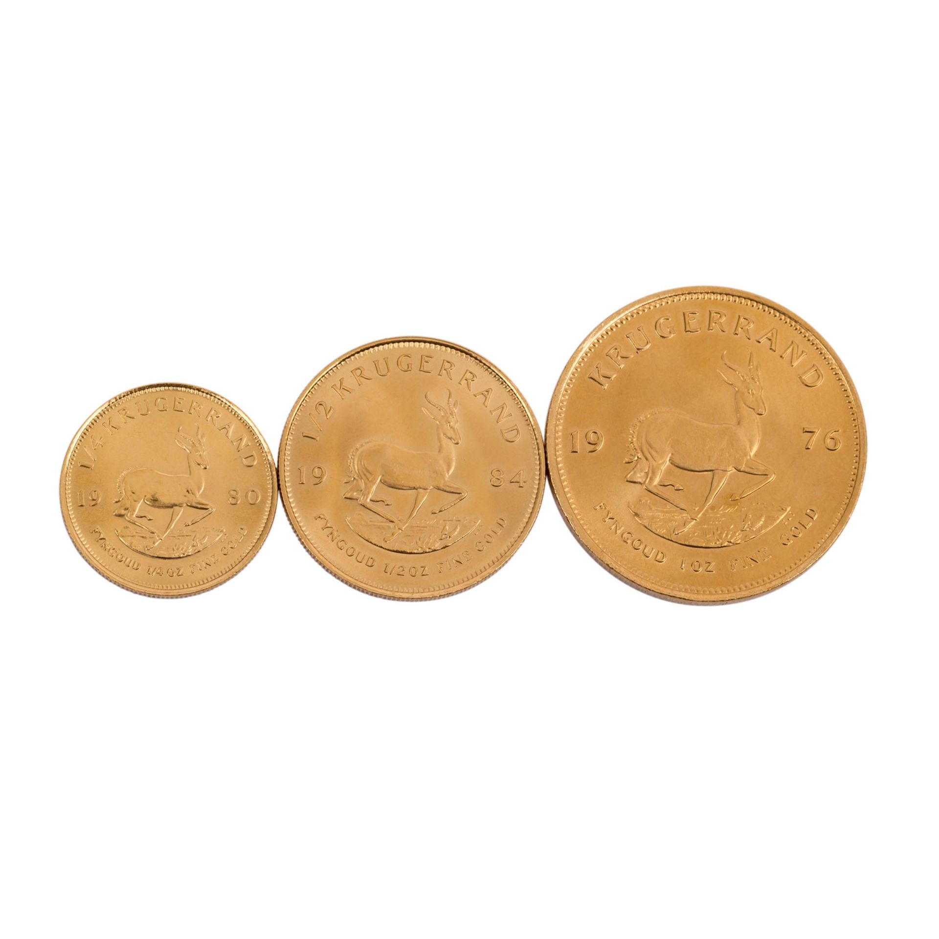 Südafrika/GOLD - 1 oz., 1/2 oz. und 1/4 oz. Krügerrand.Erhaltungen ss-vzSouthafrica/GOLD - 1 oz., - Bild 2 aus 2