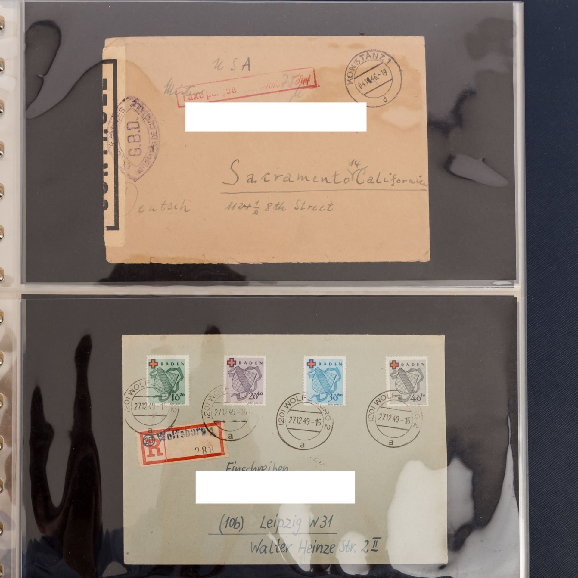 Deutschland nach 1945, Französische Zone - ca. 100 Briefe und Karten,in zwei Safe Alben, mit - Bild 7 aus 7