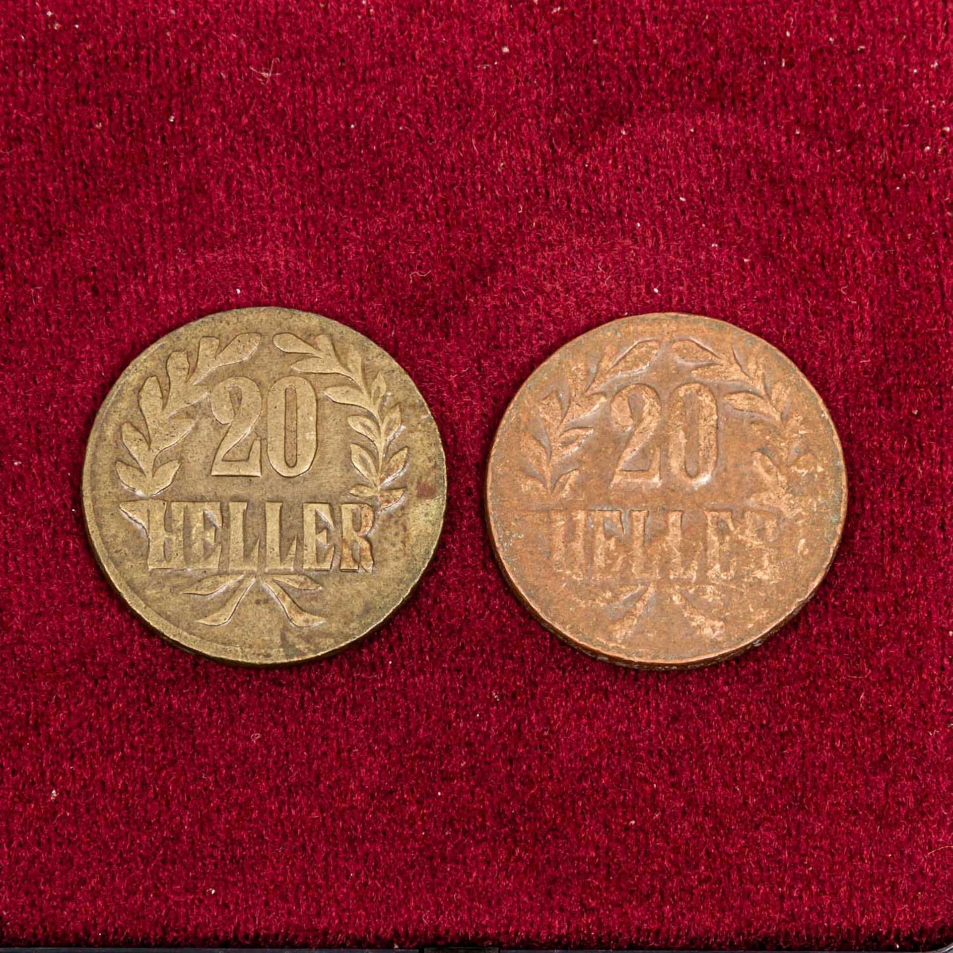 Deutsch Ostafrika - 2 x 20 Heller 1916/T, in zwei Materialvarianten, wohl beide Bronze, in der - Bild 3 aus 3