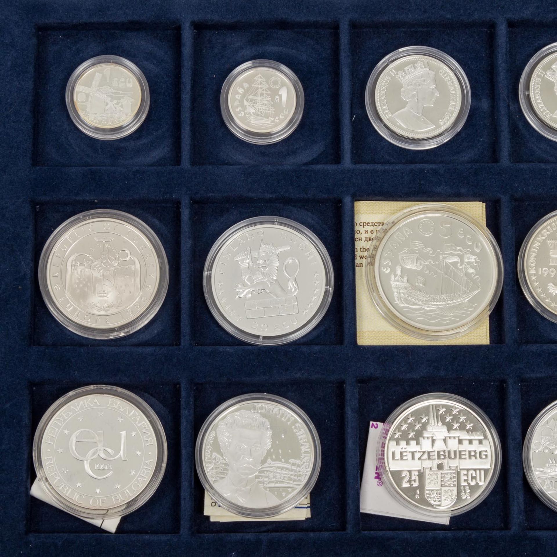 "The official ECUs" Set - Münzkassette mit 54 Ecumünzen, davon 36 x Ag und 18 x CuNi. Erhalt stets - Bild 4 aus 7
