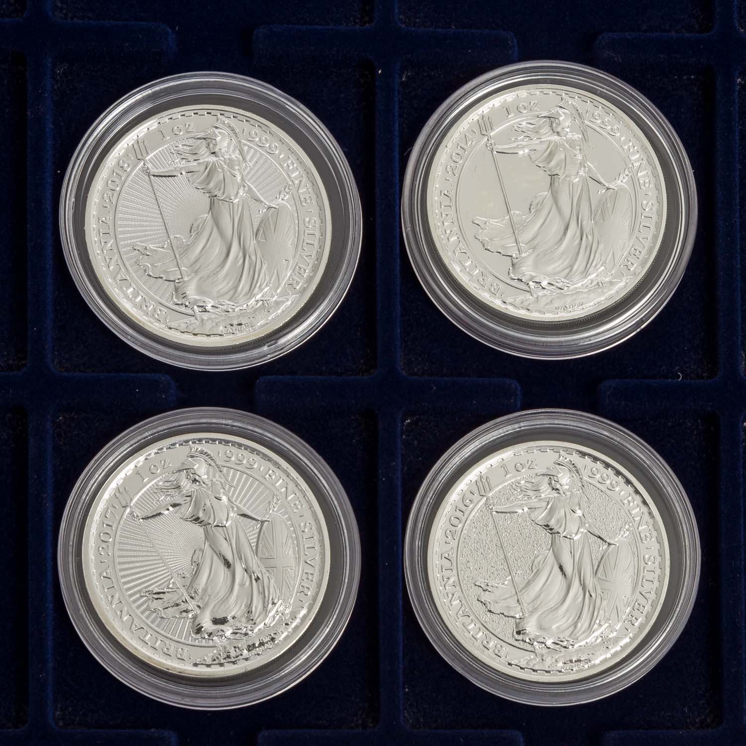 Anlagemünzen SILBER ca. 3kg aus alle Welt in 9 Lindner Tableaus mit insgesamt 99x 1 oz, 1x 1/2 oz - Bild 8 aus 11