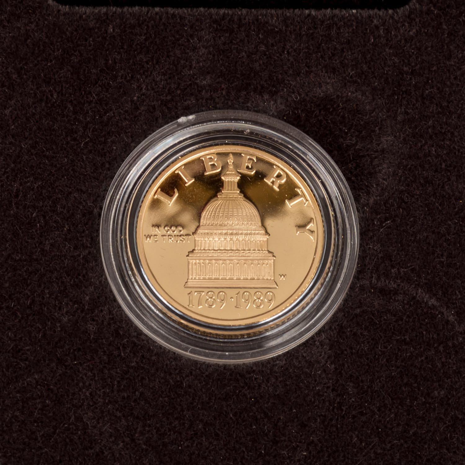 USA/GOLD - 5 Dollars 1989, ca. 7,52 g fein, proof, Originaletui und Schachtel USA/GOLD - 5 Dollars - Bild 2 aus 3
