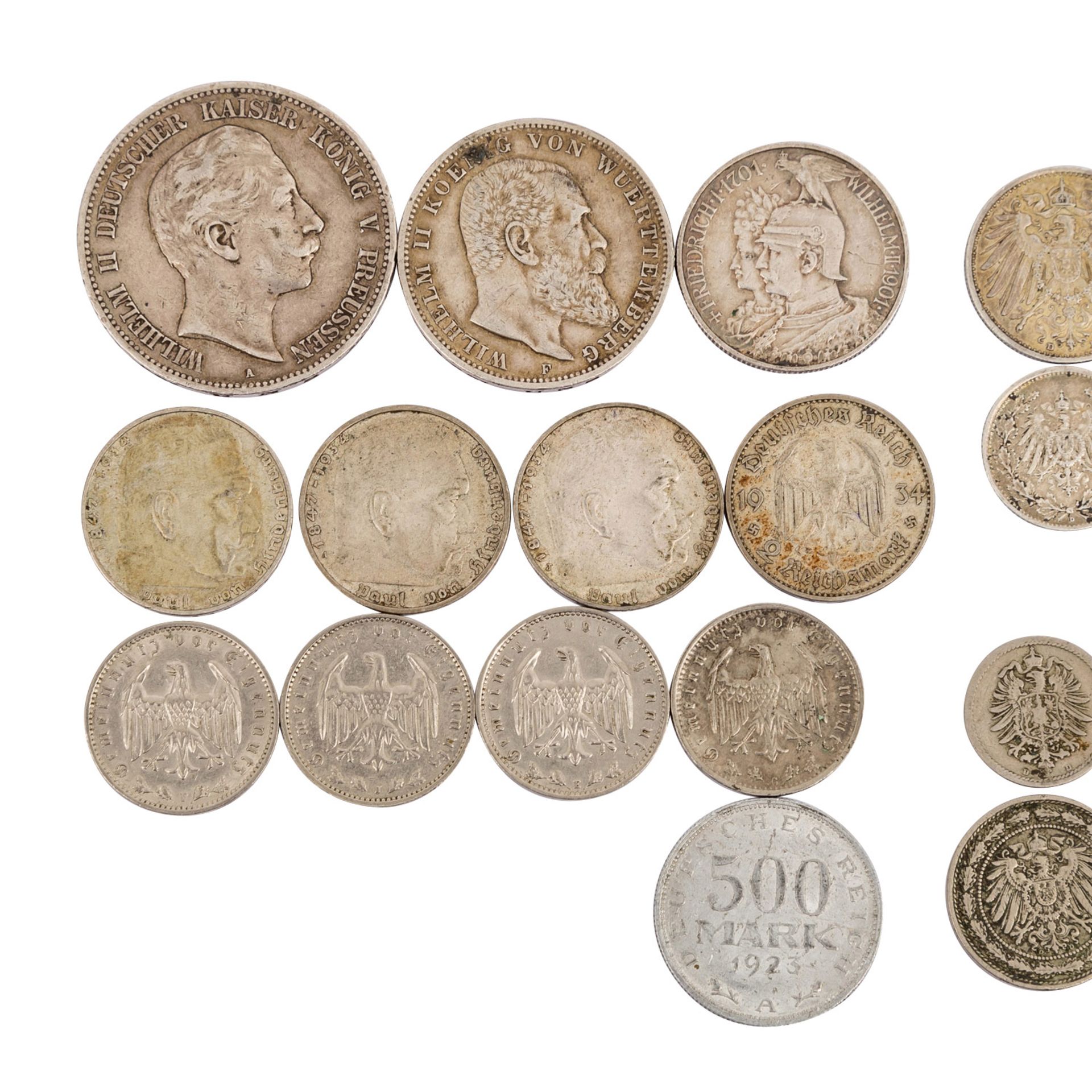 Deutschland Lot Münzen und Medaillen Dt. Kaiserreich, 5x 5 Pfennig, 1875/J, s; 1876/A, ss, 1888/D, - Bild 2 aus 3