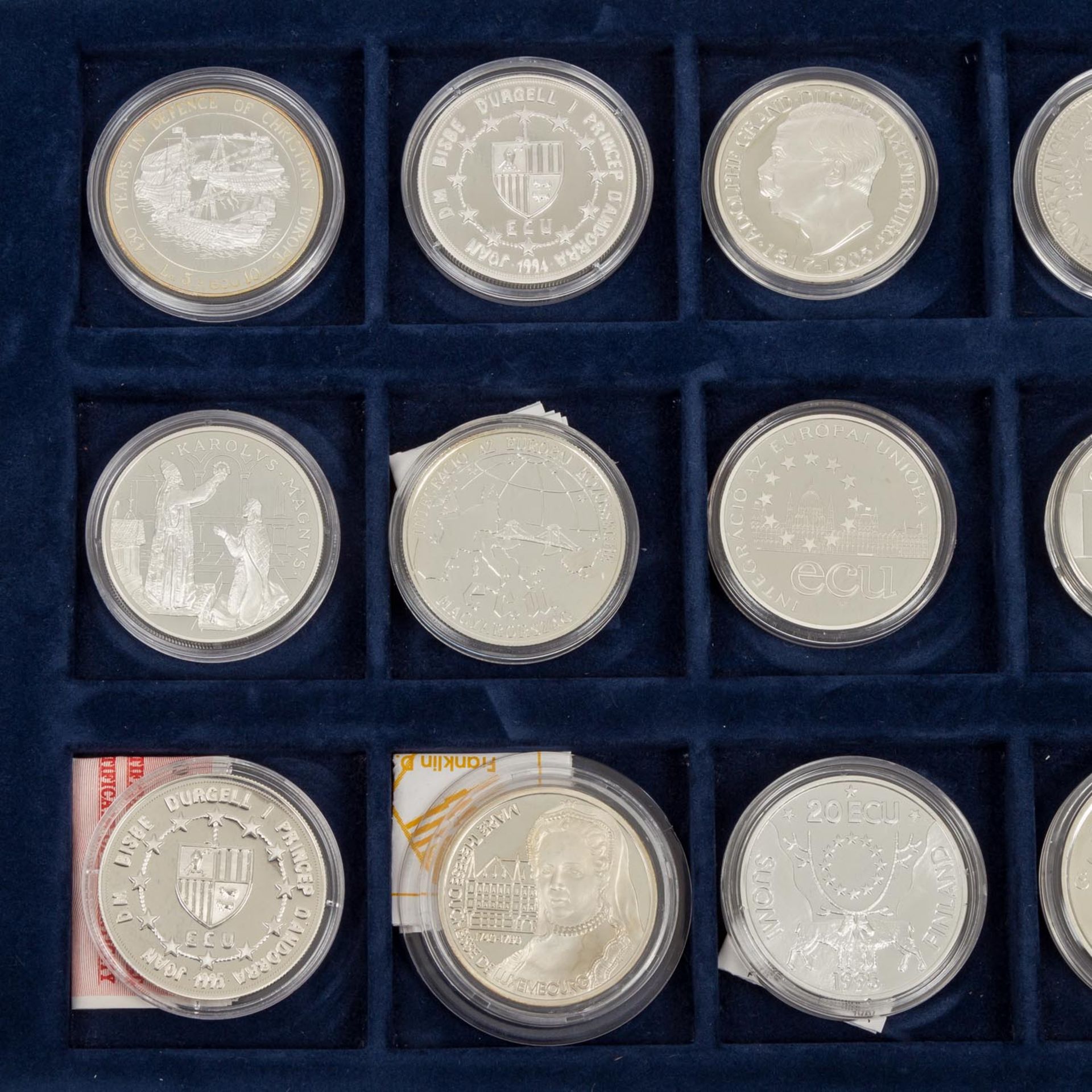 "The official ECUs" Set - Münzkassette mit 54 Ecumünzen, davon 36 x Ag und 18 x CuNi. Erhalt stets - Bild 2 aus 7