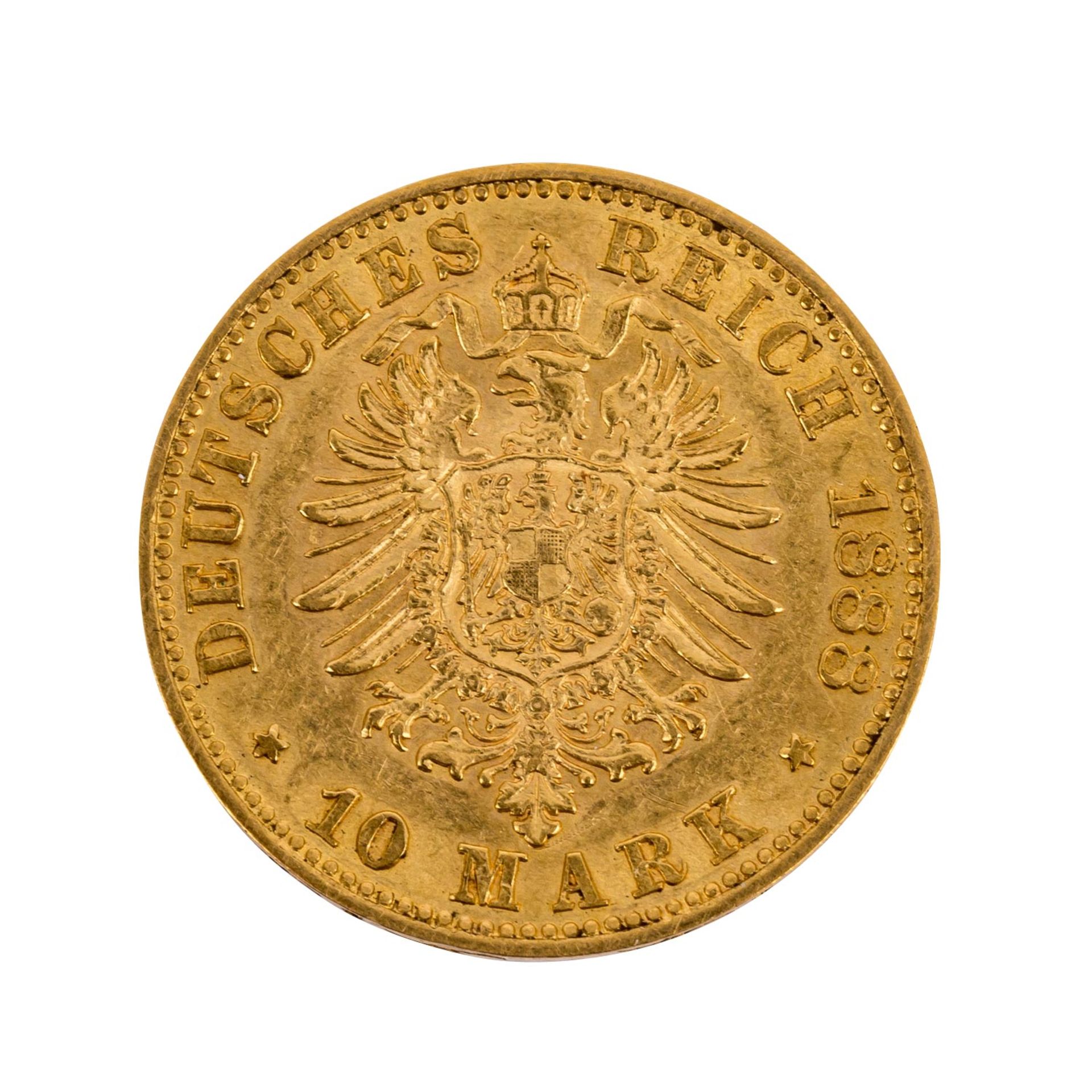 Preussen - 10 Mark Preussen, Kaiser Friedrich, GOLD ss/vz. Prussia - 10 marks Emperor Frederick, - Bild 2 aus 2