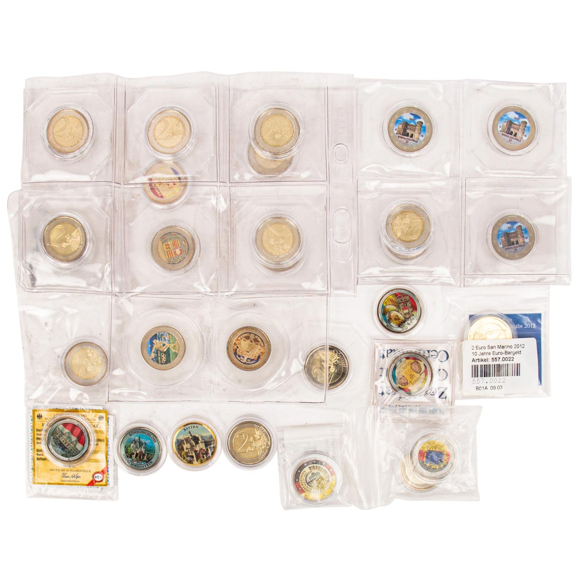 EUROPA Farbmünzen Eine Sammlung von insgesamt ca. 60x 2€ Gedenkmünzen mit Farbauflagen, u.a. aus - Bild 2 aus 7