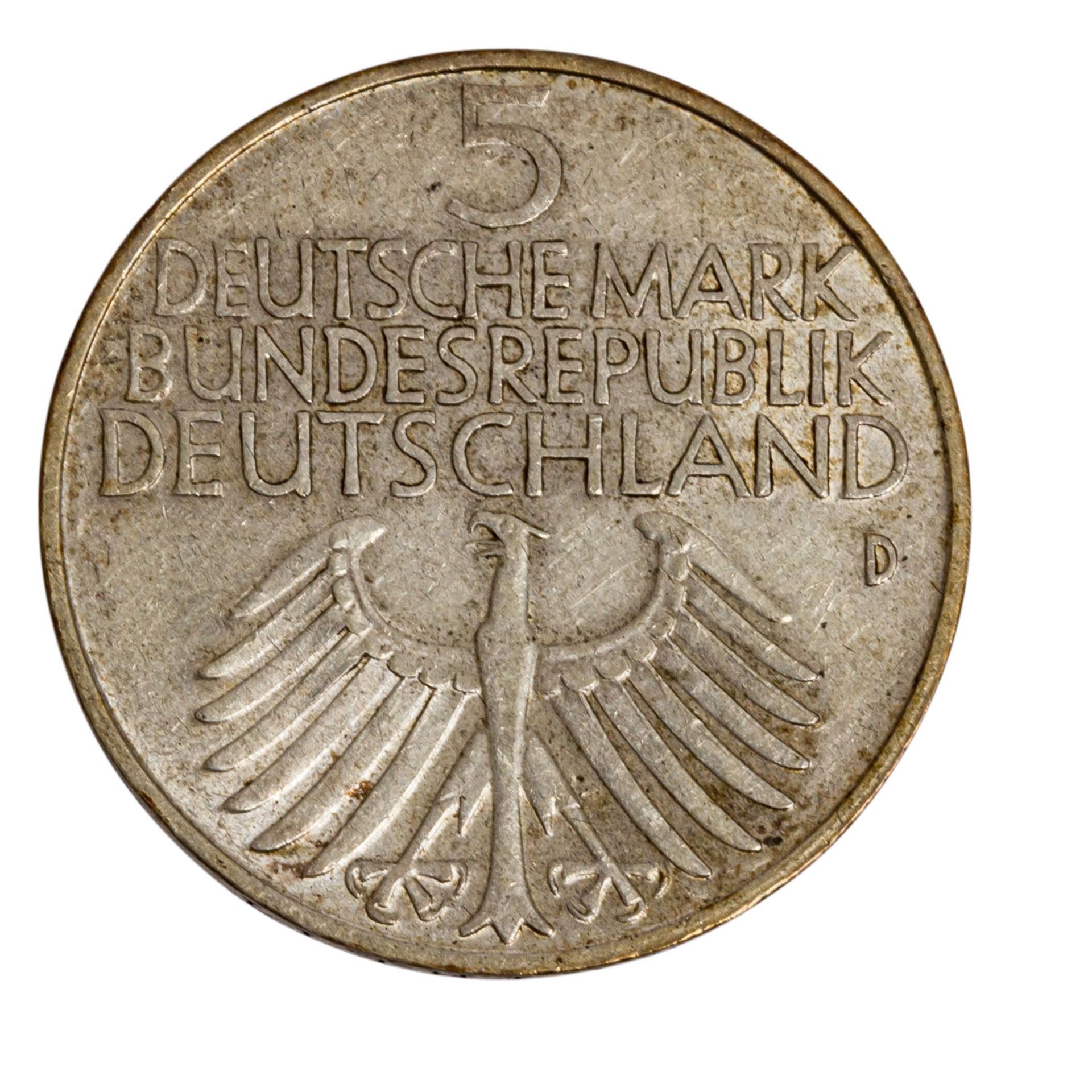 BRD - Germanisches Museum 5 Mark, 1952/D, ss. FRG - Germanic museum - 5 mark, 1952/D, VF - Bild 2 aus 2