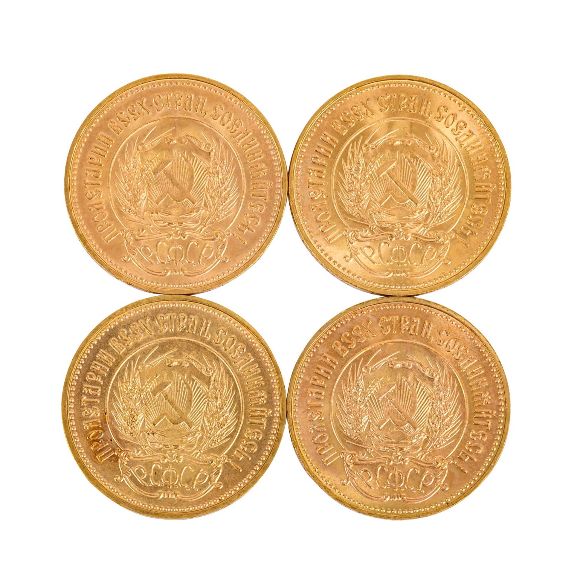 Russland/GOLD - 4 x 10 Rubel Tscherwonez 1975, 1976, 1977 (2x). Je 7,74 g fein, ss-vz Russia/GOLD - - Bild 2 aus 2