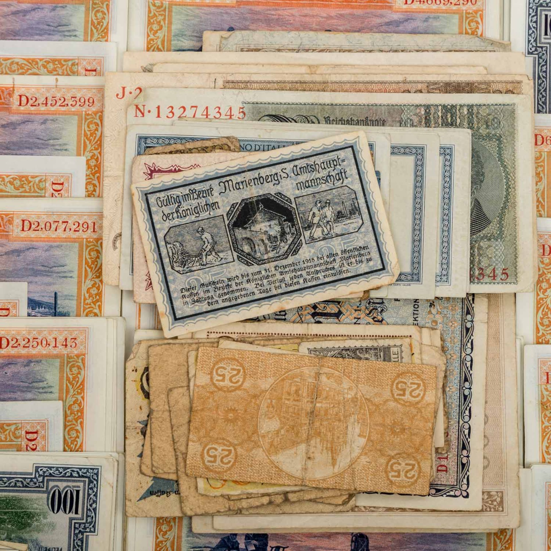 Banknoten - ca. 250 Stück, unorthodox zusammen gestellt, Spanien und Deutsches Reich (lokales - Bild 2 aus 6
