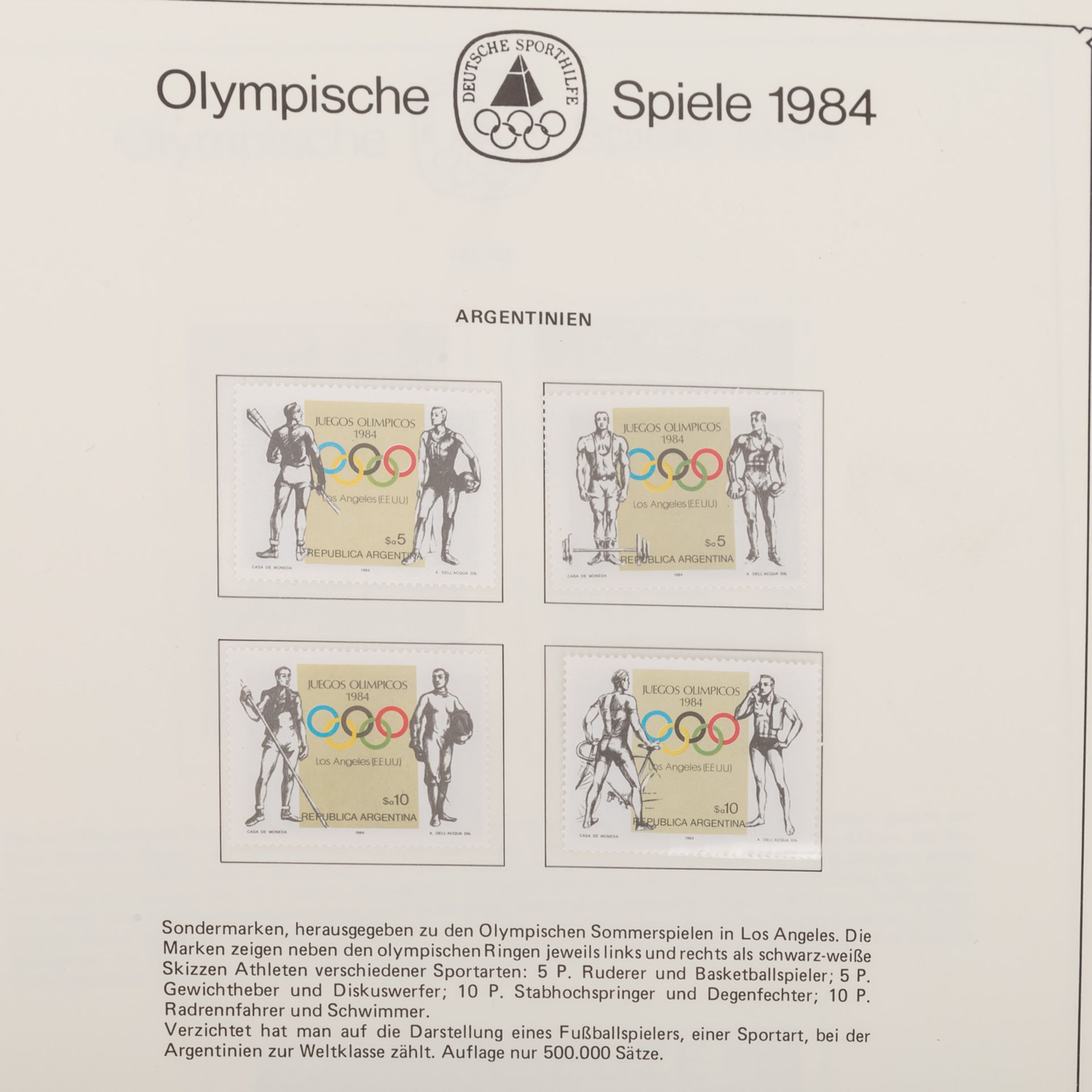 Motive Olympia 1984 Großer Bestand in 2 Vordruckalben und Vordruckblättern aus dem Abo. Dabei auch - Bild 7 aus 8