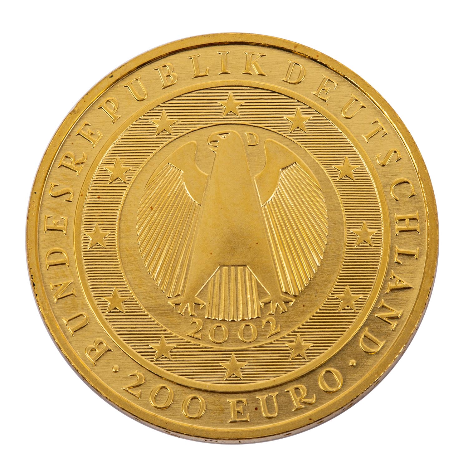 BRD - 200 Euro 2002 D in Gold, 1 Unze fein, prägefrisch, verkapselt FRG - 200 euros 2002 D in gold, - Image 2 of 2