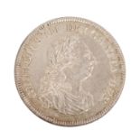 GB/Silber - 5 Shillings/1 Dollar 1804, Überprägung eines 8 Reales Stücks, George III., ss.,