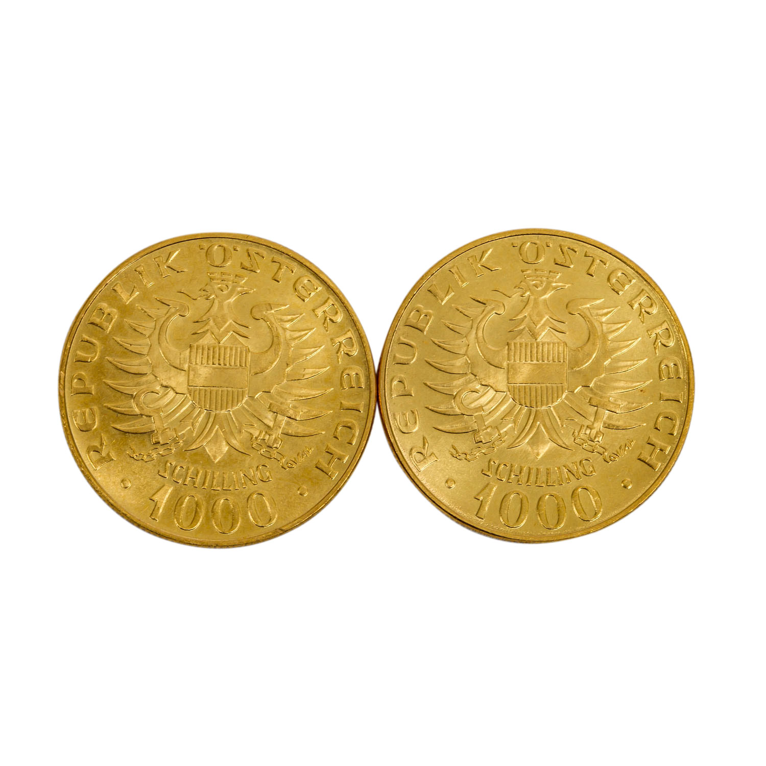 Österreich/GOLD - 2 x 1000 Schilling Babenberger, je ca. 12,15 g fein, vz Austria/GOLD - 2 x 1000 - Image 2 of 2