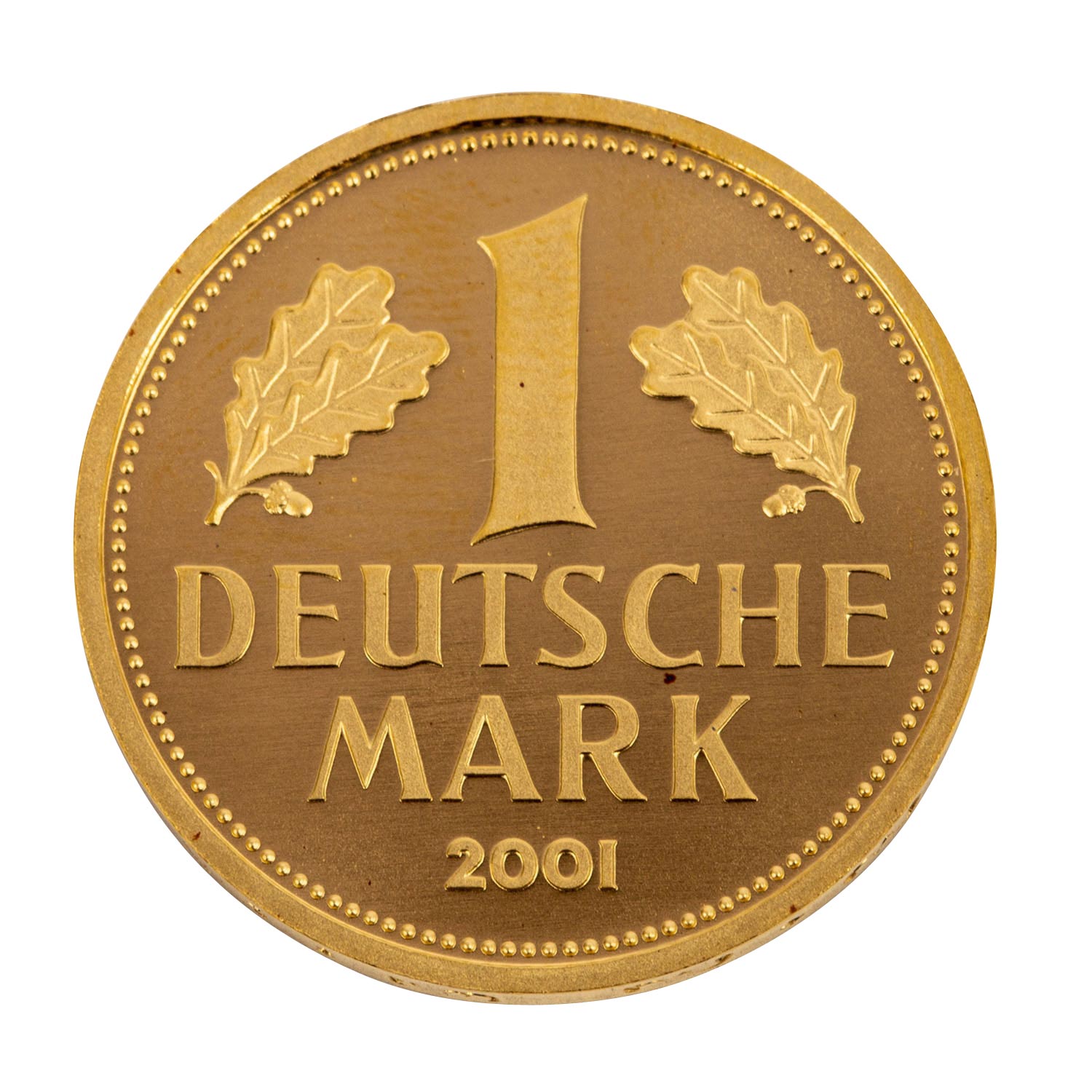 BRD - 1 Deutsche Mark 2001 A in Gold, ca. 12 g fein, prägefrisch, verkapselt FRG - 1 Deutsche Mark