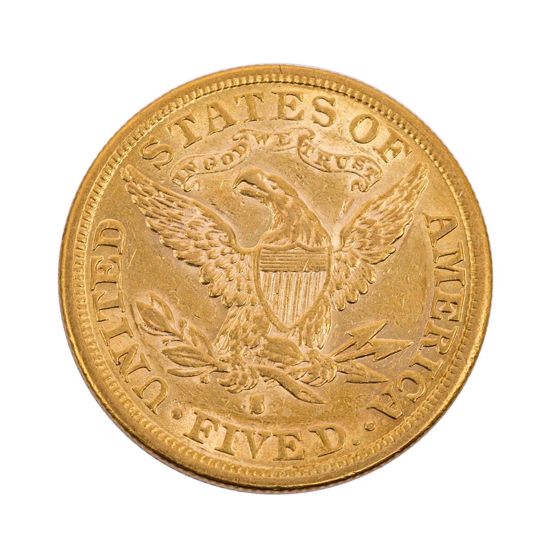 USA/GOLD - 5 Dollars 1882 Liberty Head, - Bild 2 aus 2