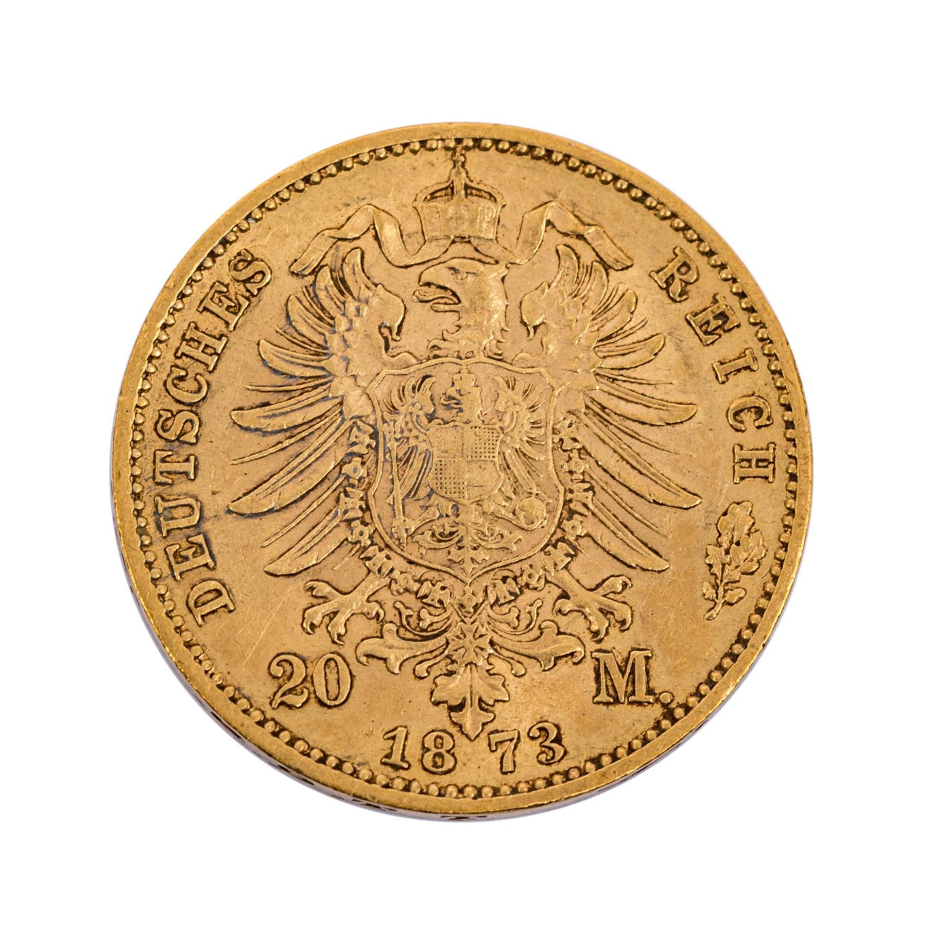 Württemberg/GOLD - 20 Mark 1873 F König Karl, - Image 2 of 2