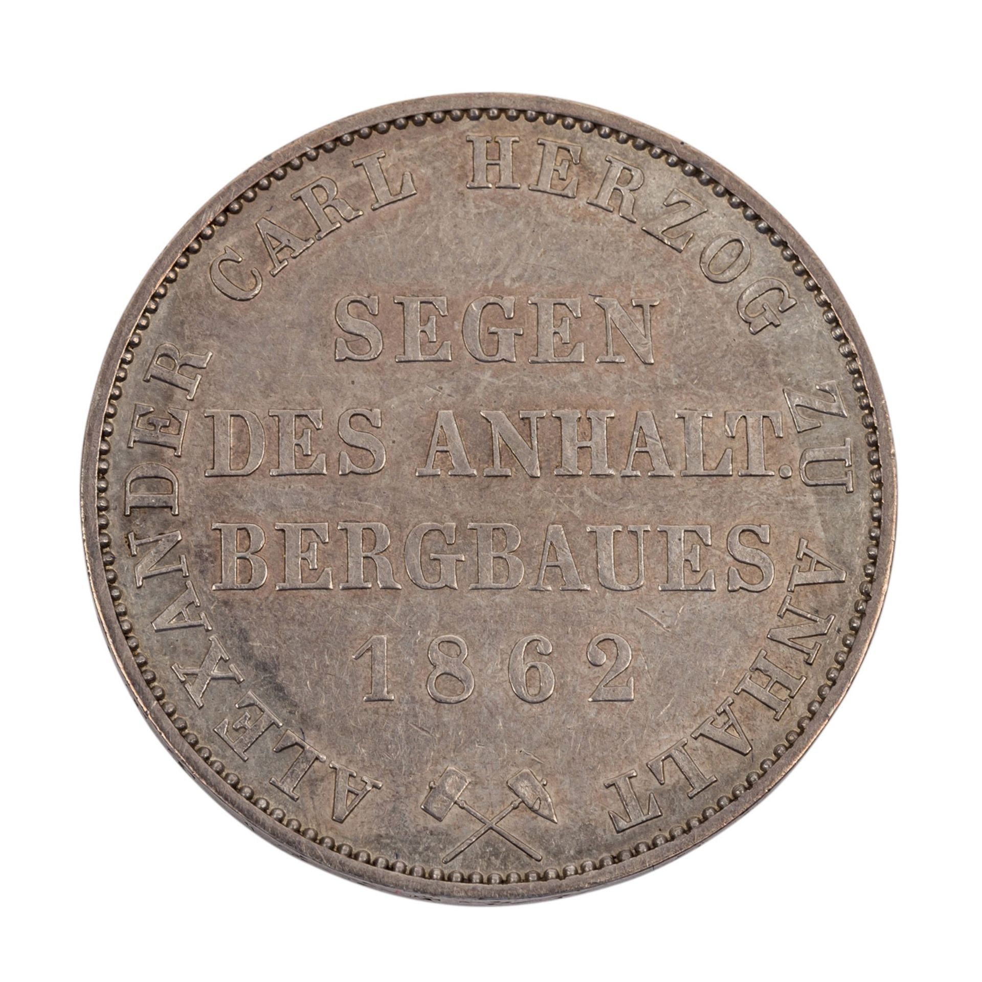 Anhalt Bernburg - Ausbeutetaler 1862, - Bild 2 aus 2