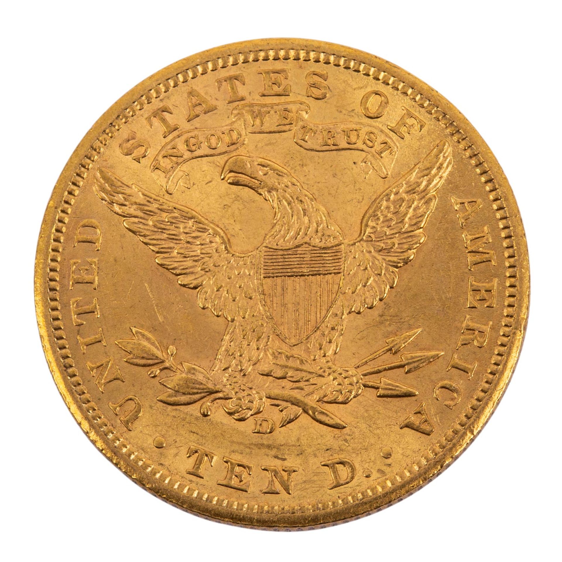 USA - 10 Dollars 1906/D, Coronet Head, - Image 2 of 2