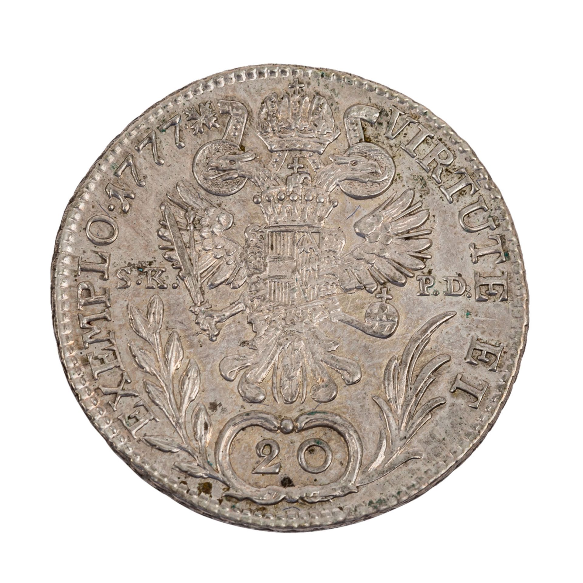 Habsburg / Österreich - 20 Konven. Kreuzer 1777/B, - Image 2 of 2