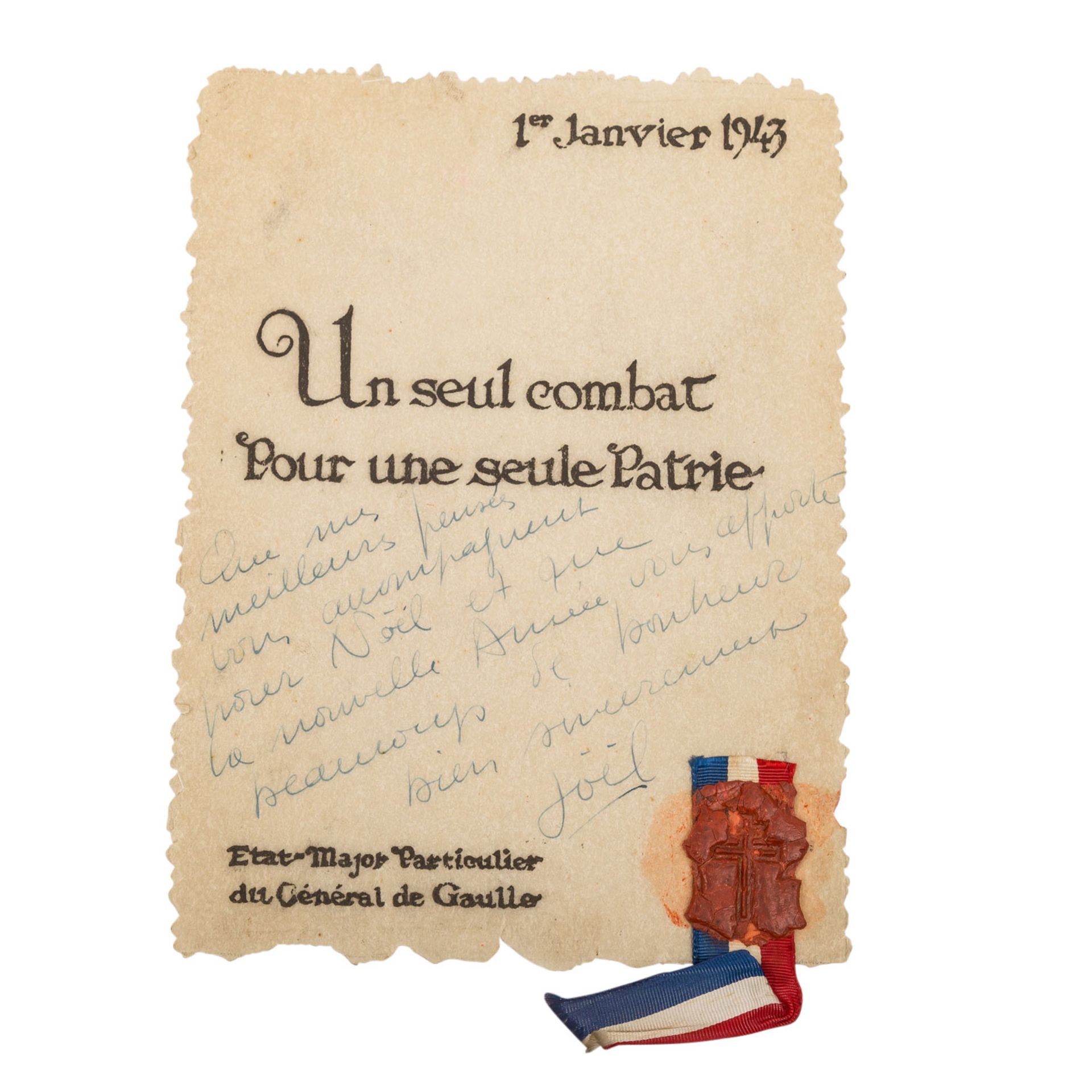 Selten erhaltenes Schriftstück Frankreich 1943 unter General de Gaulle - - Image 2 of 4