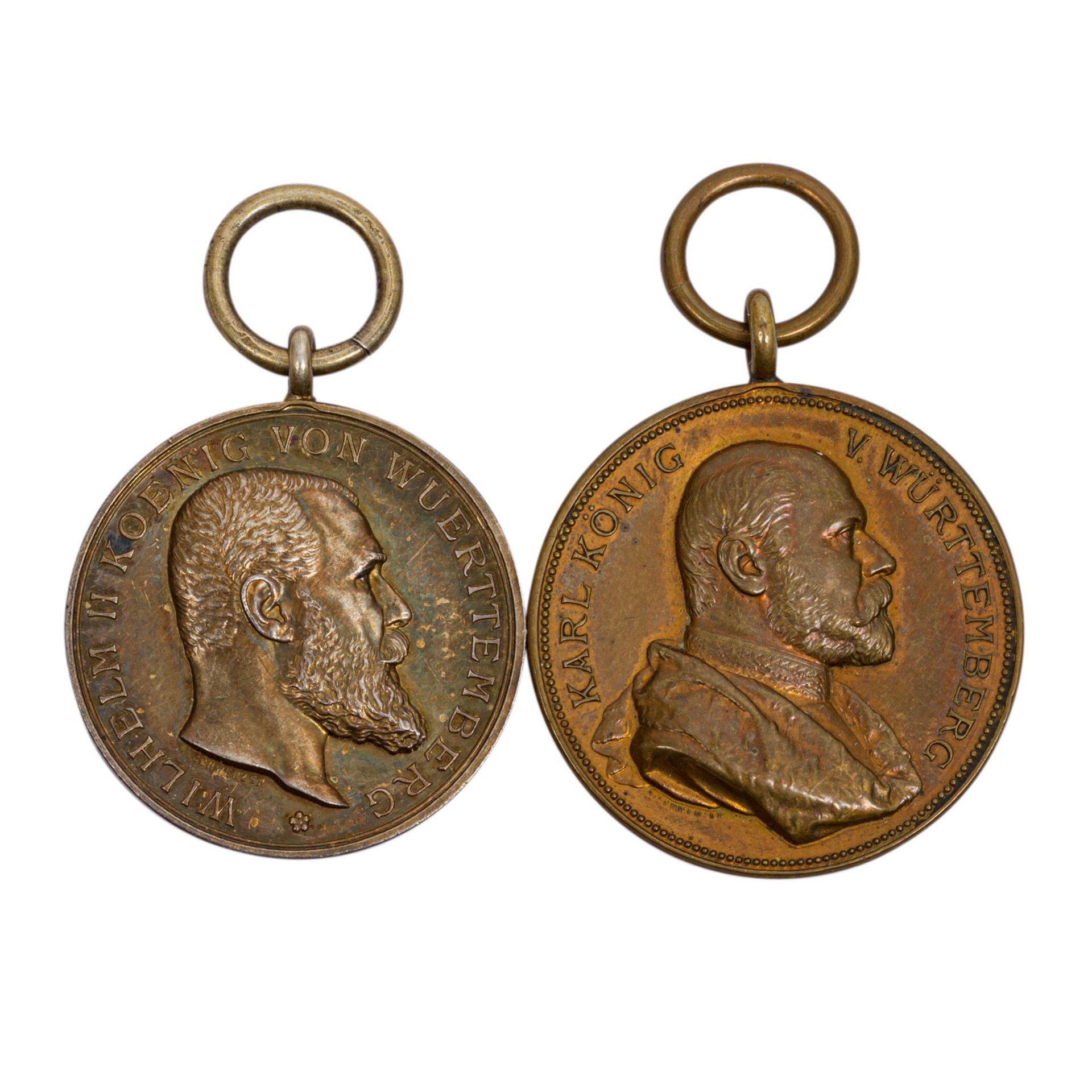 Württemberg Kg. Karl tragbare Medalle 1889, 25 jähriges Regierungsjubiläum,