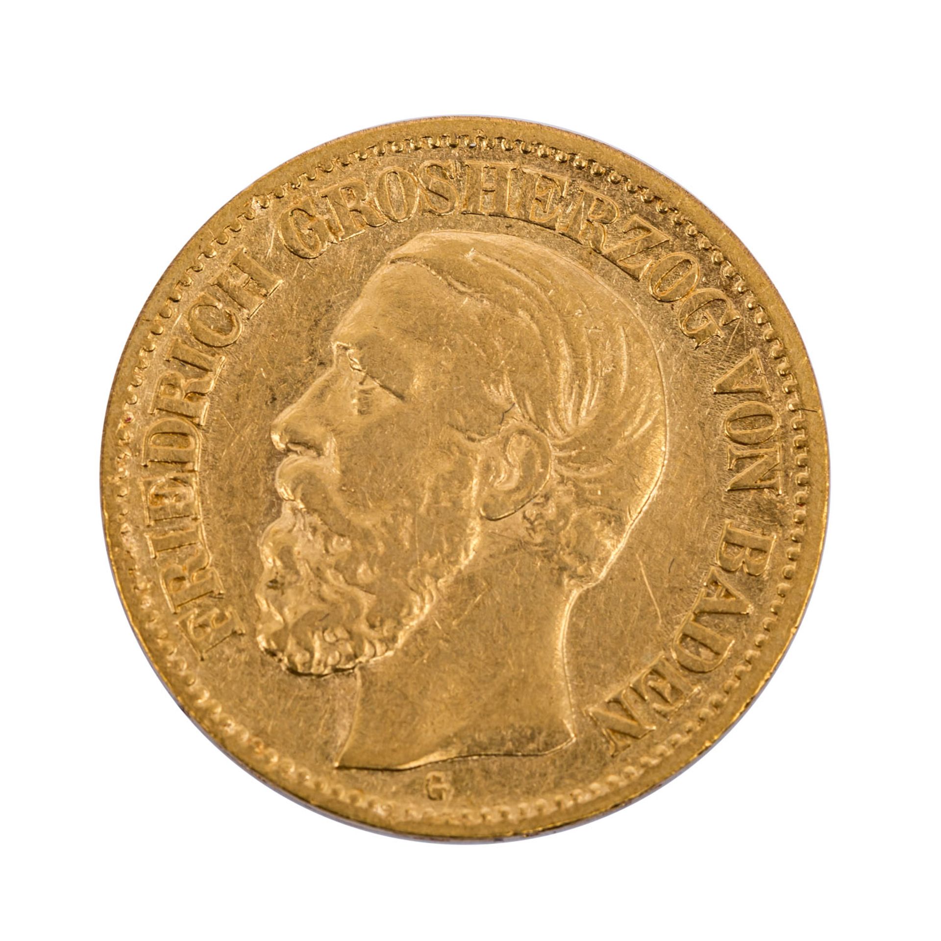 Baden/GOLD - 10 Mark 1873 G, Friedrich,