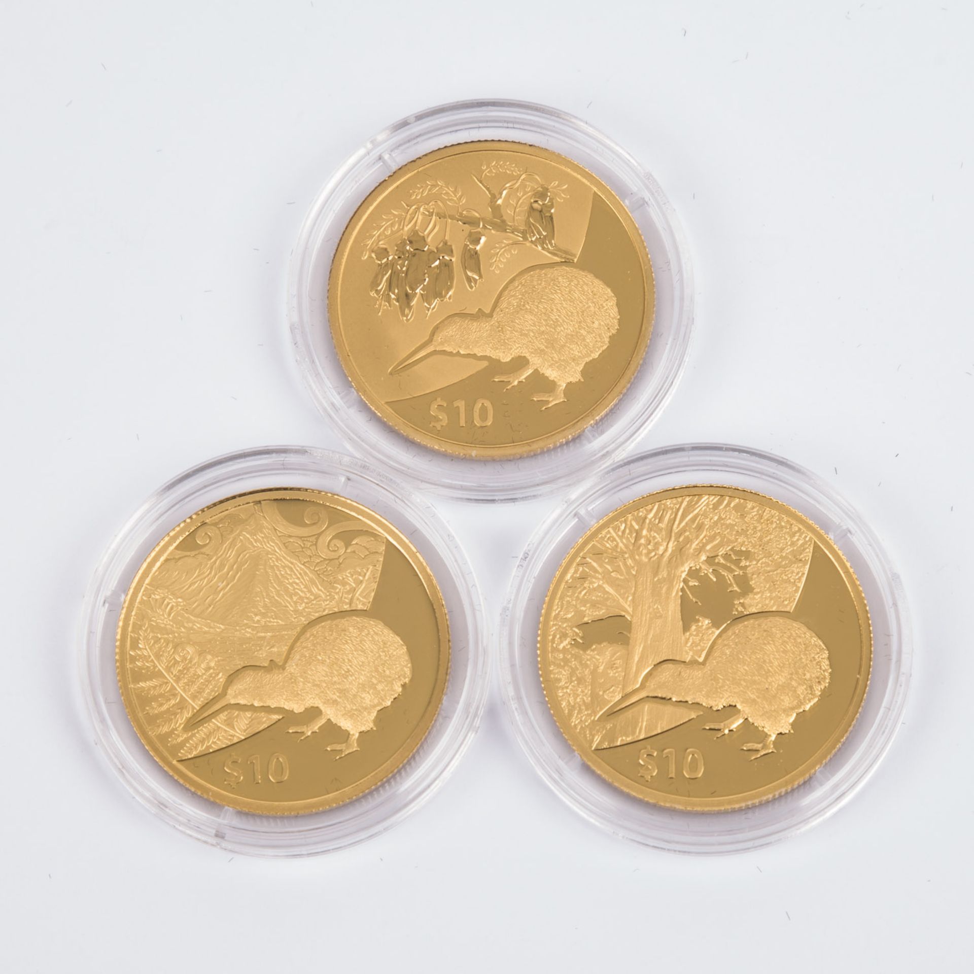 3 x Neuseeland in GOLD -3 x Neuseeland - 10 Dollars der Jahre 2012/2013/2014, Kiwi Tre - Bild 3 aus 3