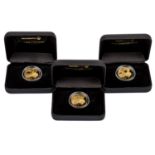 3 x Neuseeland in GOLD -3 x Neuseeland - 10 Dollars der Jahre 2012/2013/2014, Kiwi Tre