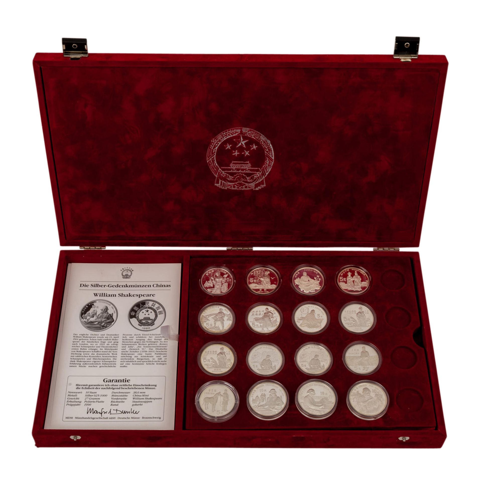 China - Box mit den offiziellen Silbergedenkmünzen,Schwerpunkt Thematik 3000 Jahre Ch