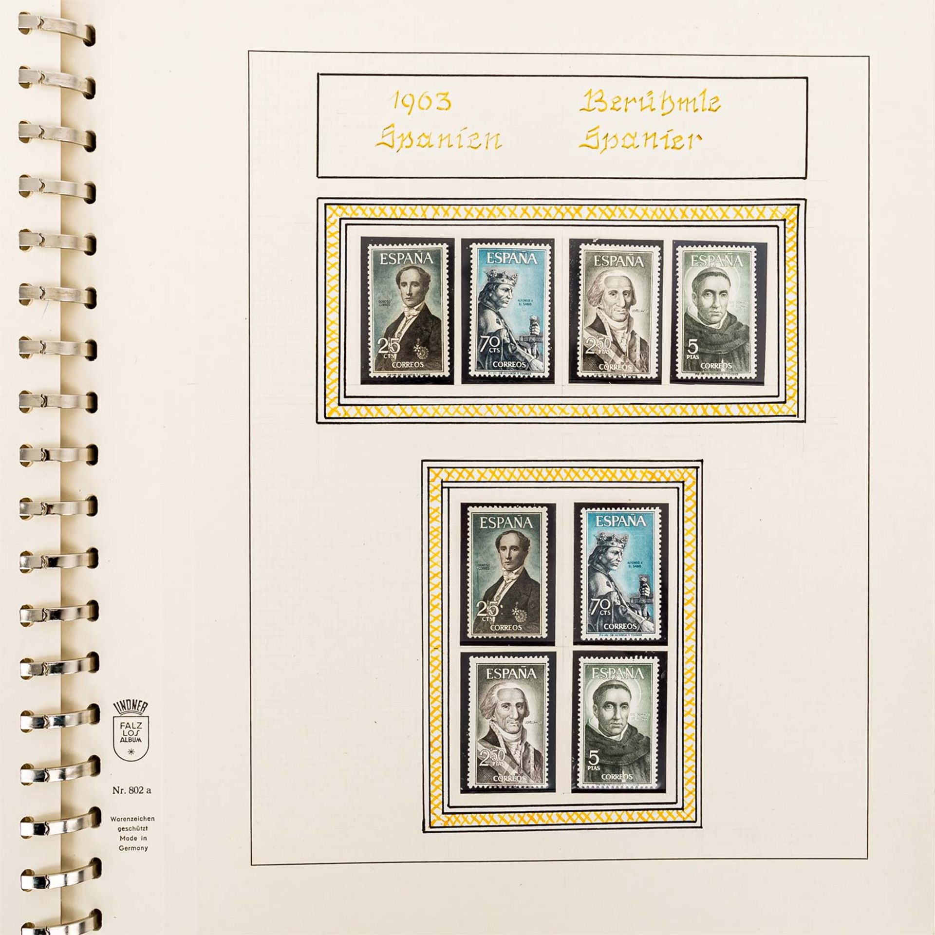 Briefmarken Konvolut Spanien2 Lindner Ringbinder mit selbstgestalteten Marken und Blö - Image 3 of 6