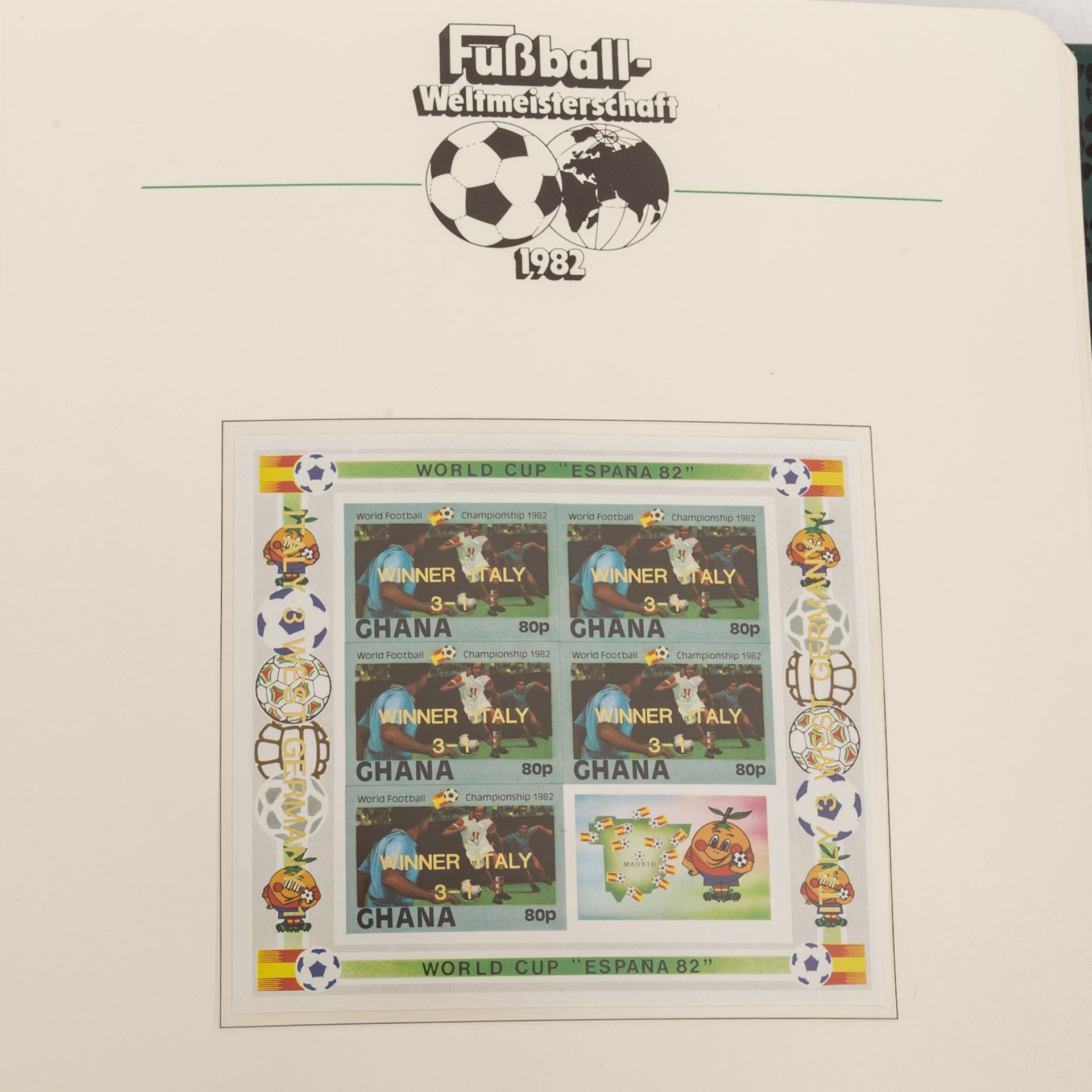 Briefmarken-Slg. Motive Fußball WM 1982in 3 Borek Alben aus dem Abo. Mit Marken, Sät - Bild 8 aus 8