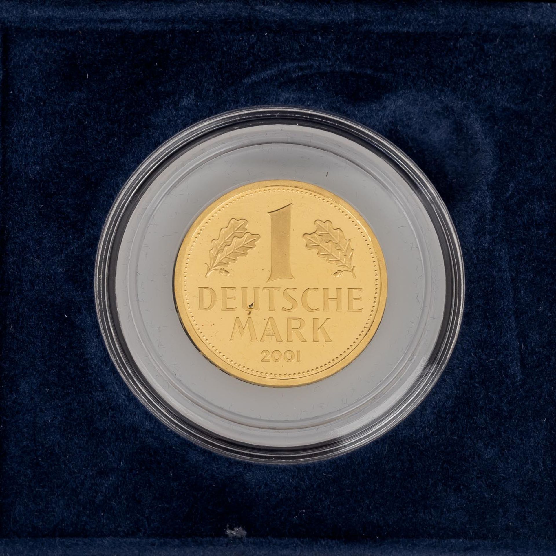 BRD/GOLD - 1 Deutsche Mark 2001 J,ca. 12 g fein, prägefrisch mit Originalkapsel<b - Bild 2 aus 3