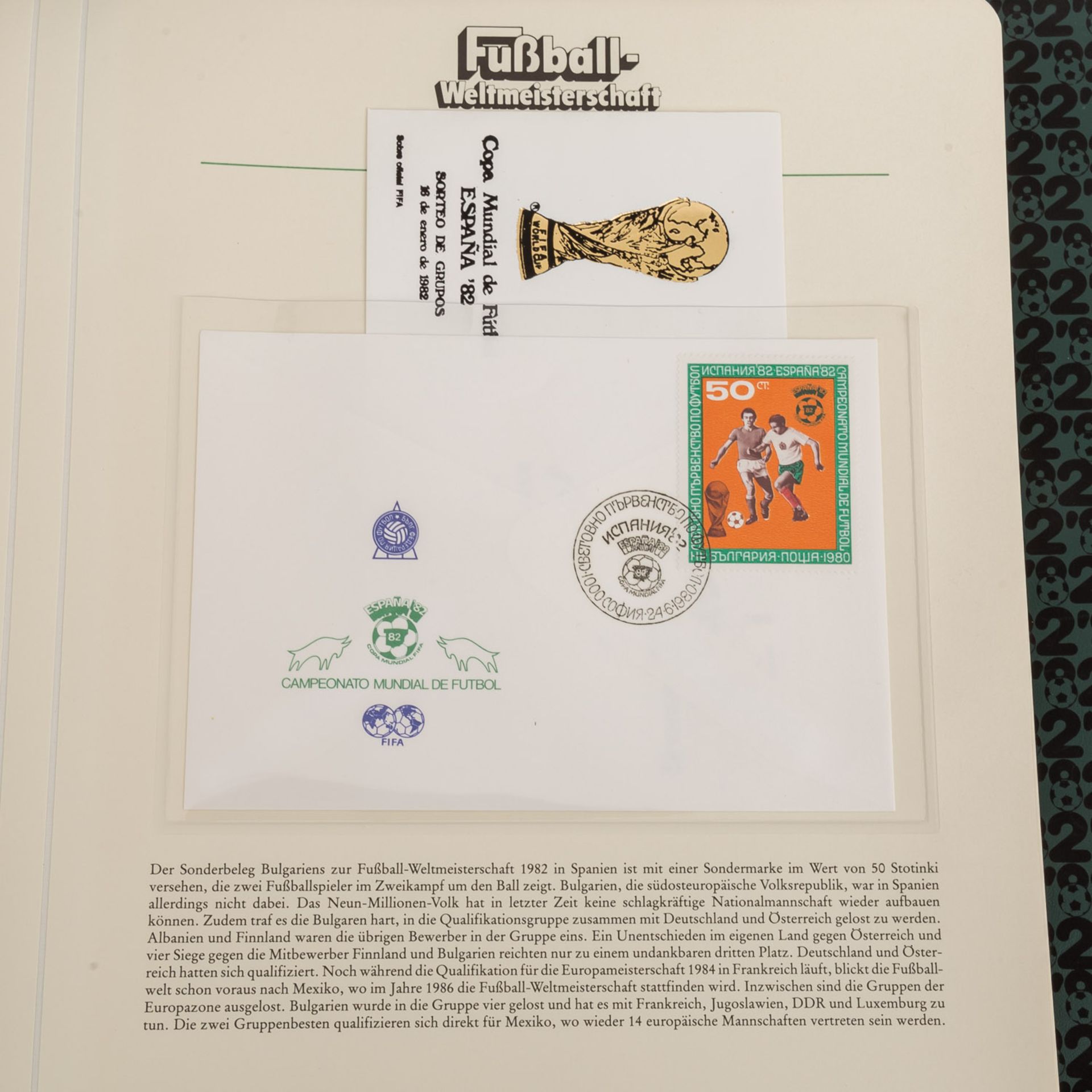 Briefmarken-Slg. Motive Fußball WM 1982in 3 Borek Alben aus dem Abo. Mit Marken, Sät - Bild 7 aus 8