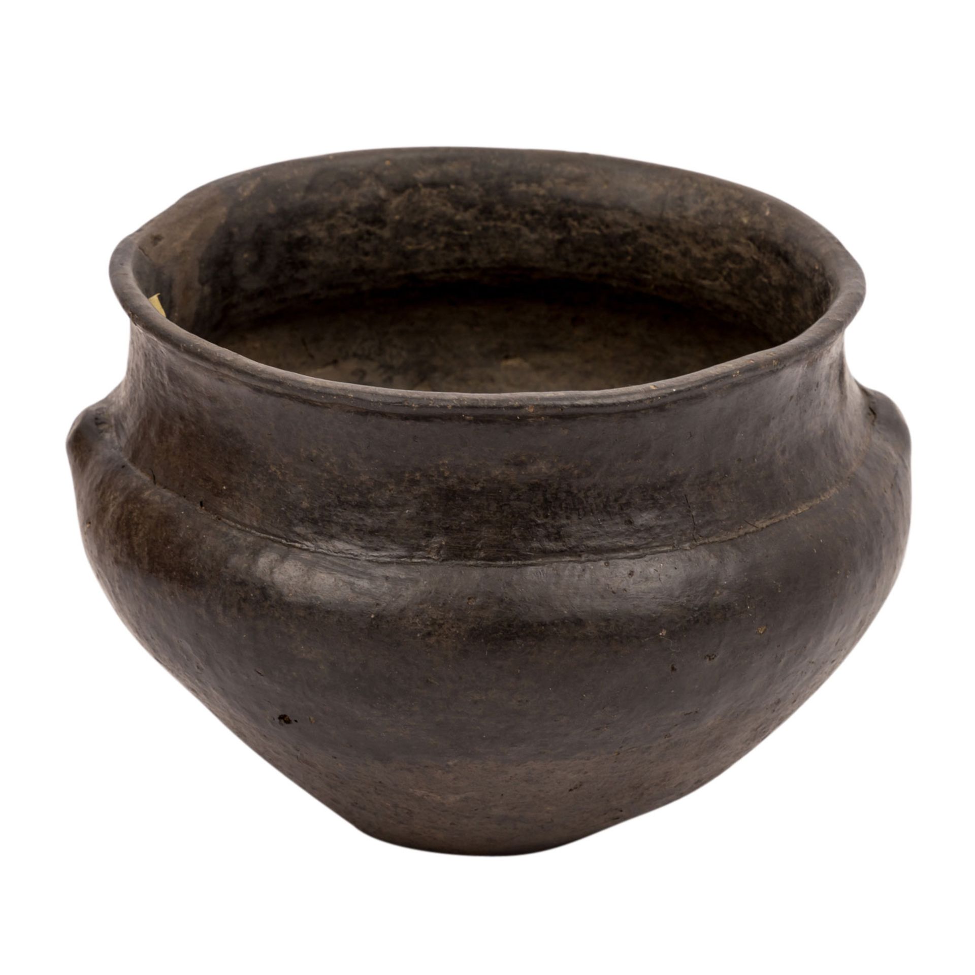 Prähistorische Keramik der Bronze-/Eisenzeit -schlichtes, schwarz graphitiertes klein