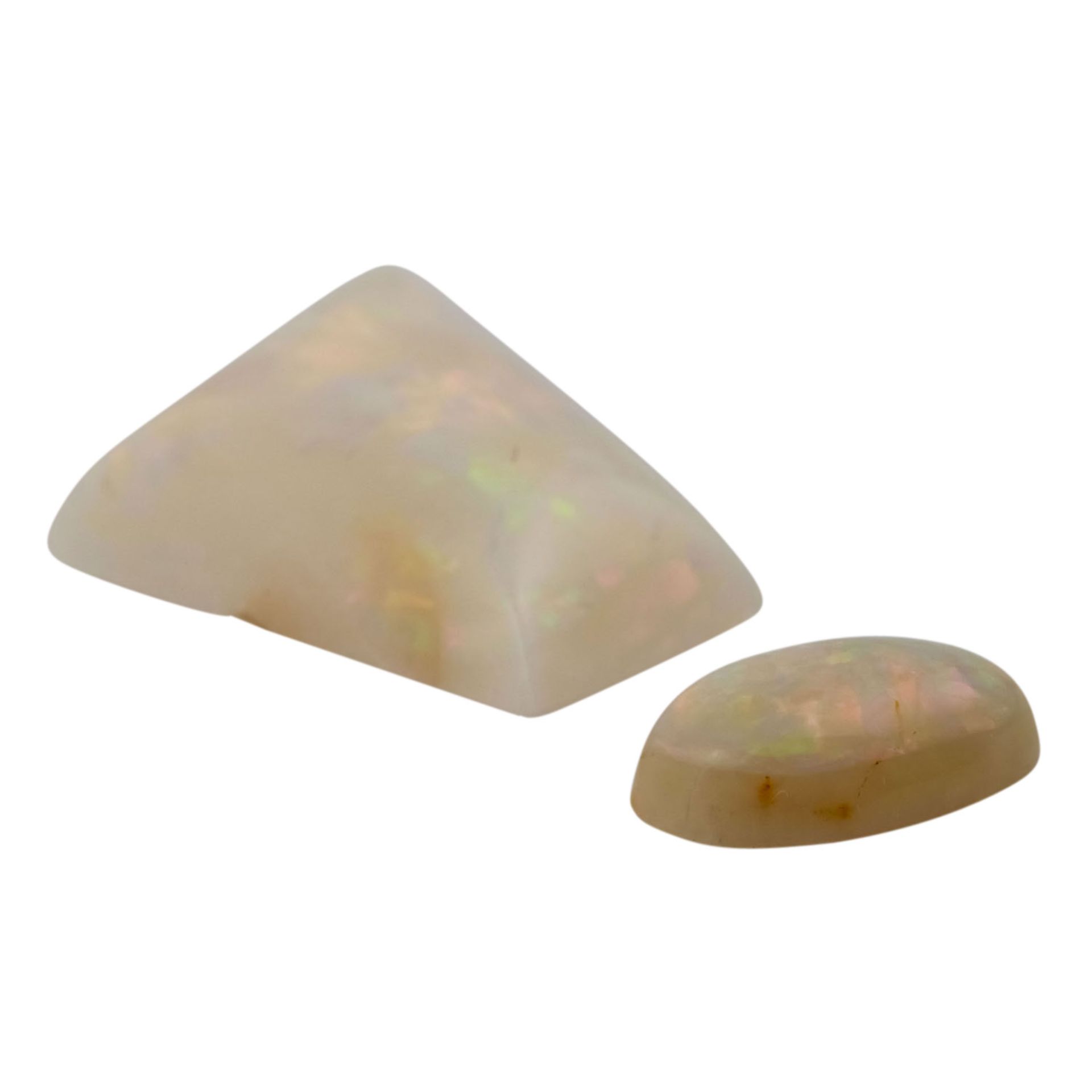 2 weiße Opale zus. ca. 15,4 ct,in Form eines Ausrufezeichens, sehr guter Zustand.2 white opals - Bild 2 aus 2