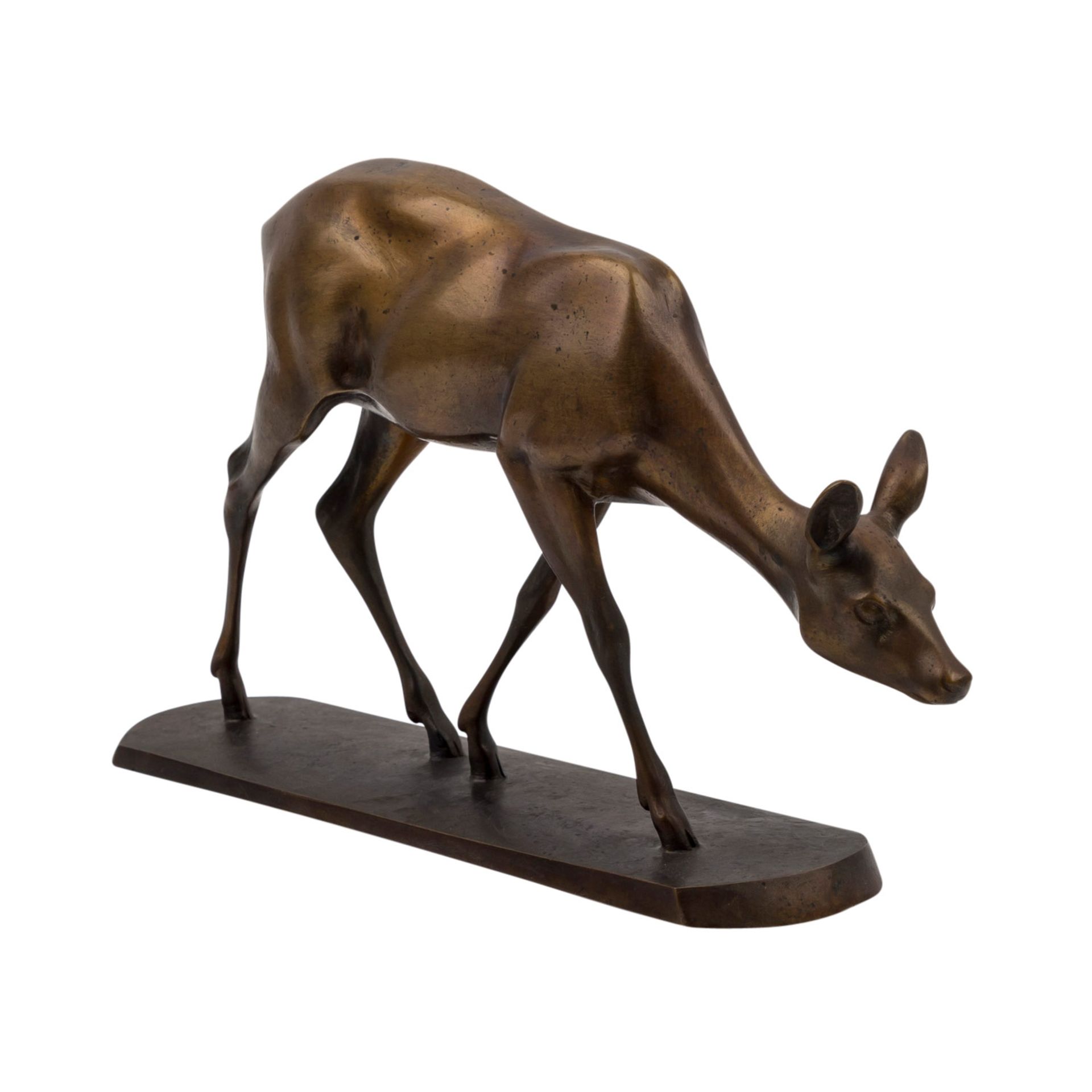 PAUSCHINGER, Rudolf, ATTRIBUIERT (1882-1957), "Schreitendes Reh",Bronze, goldbraun patiniert, auf