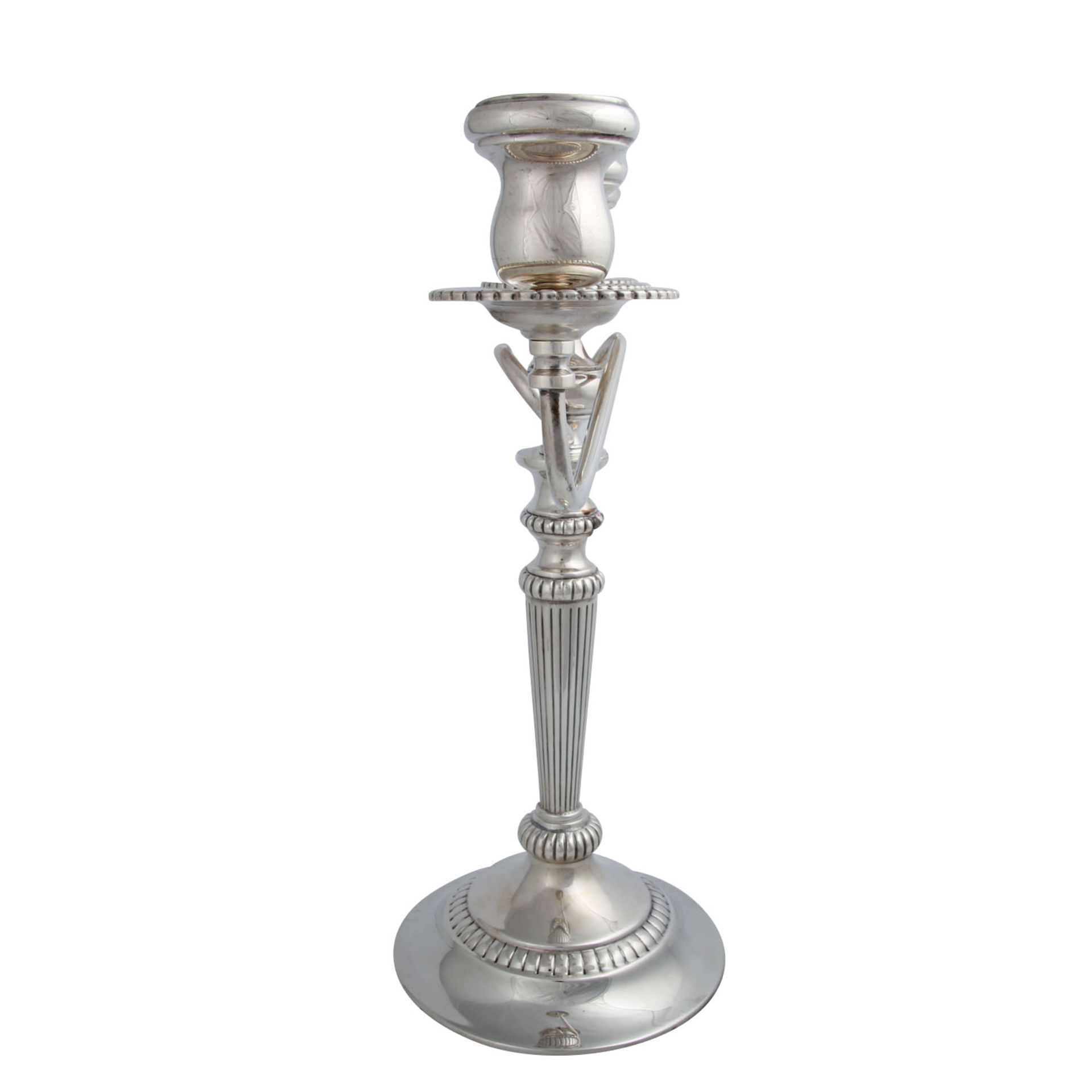 MEXIKO Paar 3-flammige Kerzenleuchter, 925 Silber, 20. Jh..Balusterförmiger Schaft auf Rundstand, - Bild 4 aus 6