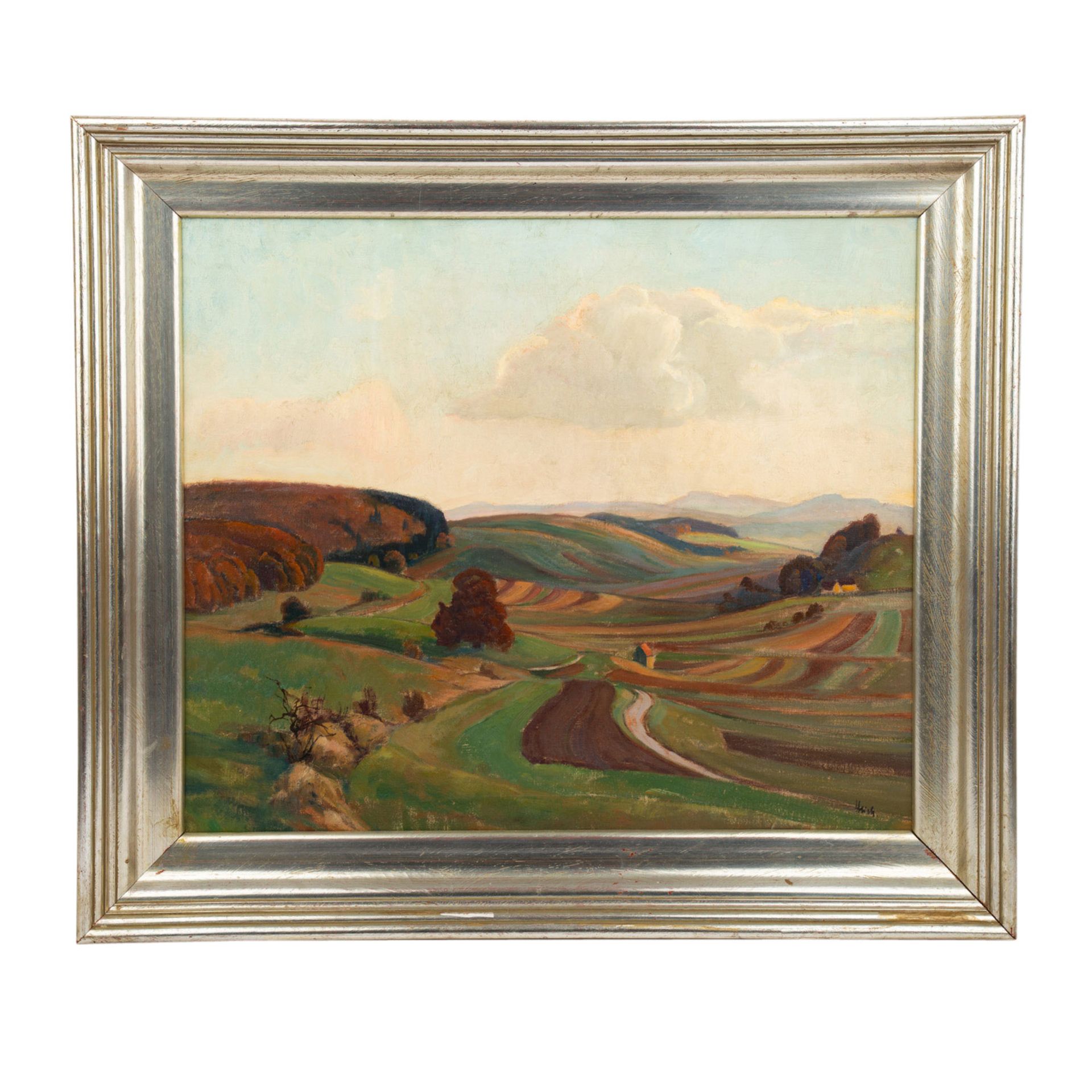 STRICH-CHAPELL, WALTER (1877-1960), "Schwäbische Alb",Blick über die Felder im Tal, u.re signiert ' - Bild 2 aus 4