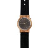 JUNGHANS Mega Damen-Funkuhr, Ref. 037/3200.00.Edelstahl/goldplattiert. Quarz-Werk. Lederband. UHR