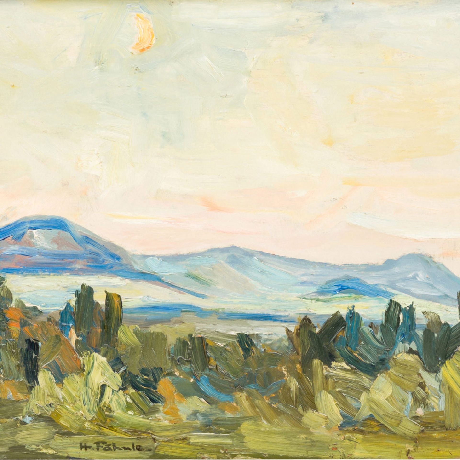 FÄHNLE, HANS (Flein/Heilbronn 1903-1968 Stuttgart), "Albrand bei der Teck",Sommerlandschaft, u.li.